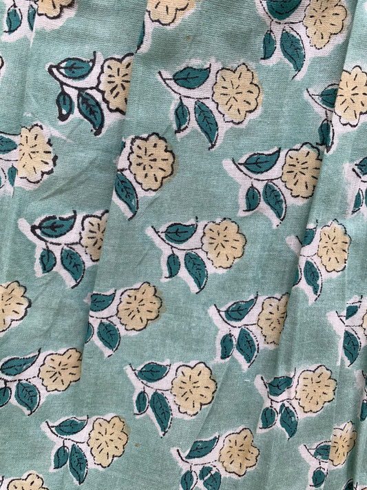 green-yellow small floral pattern printed women's maxi skirts