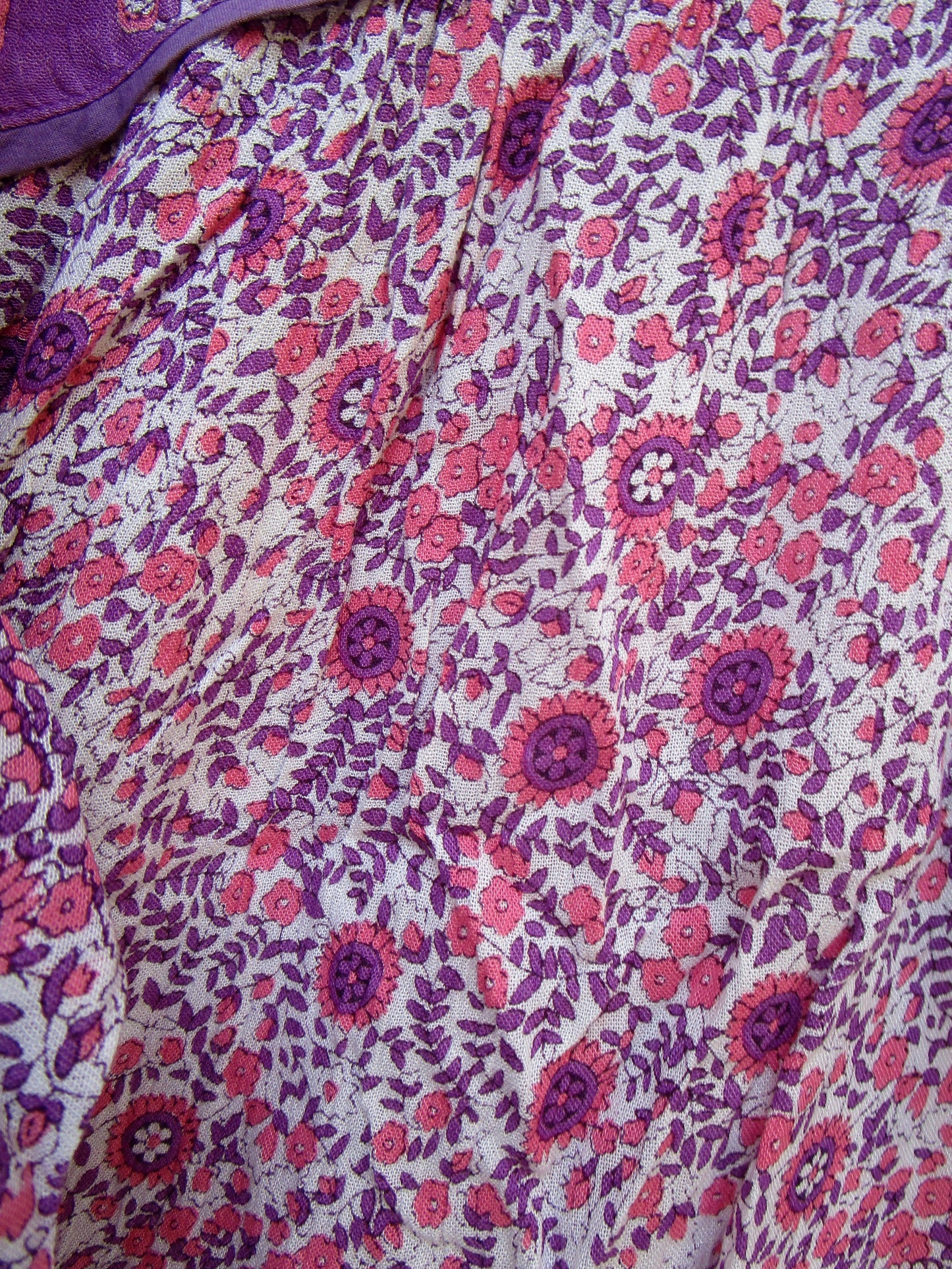purple and pink floral blouse for women with tassels