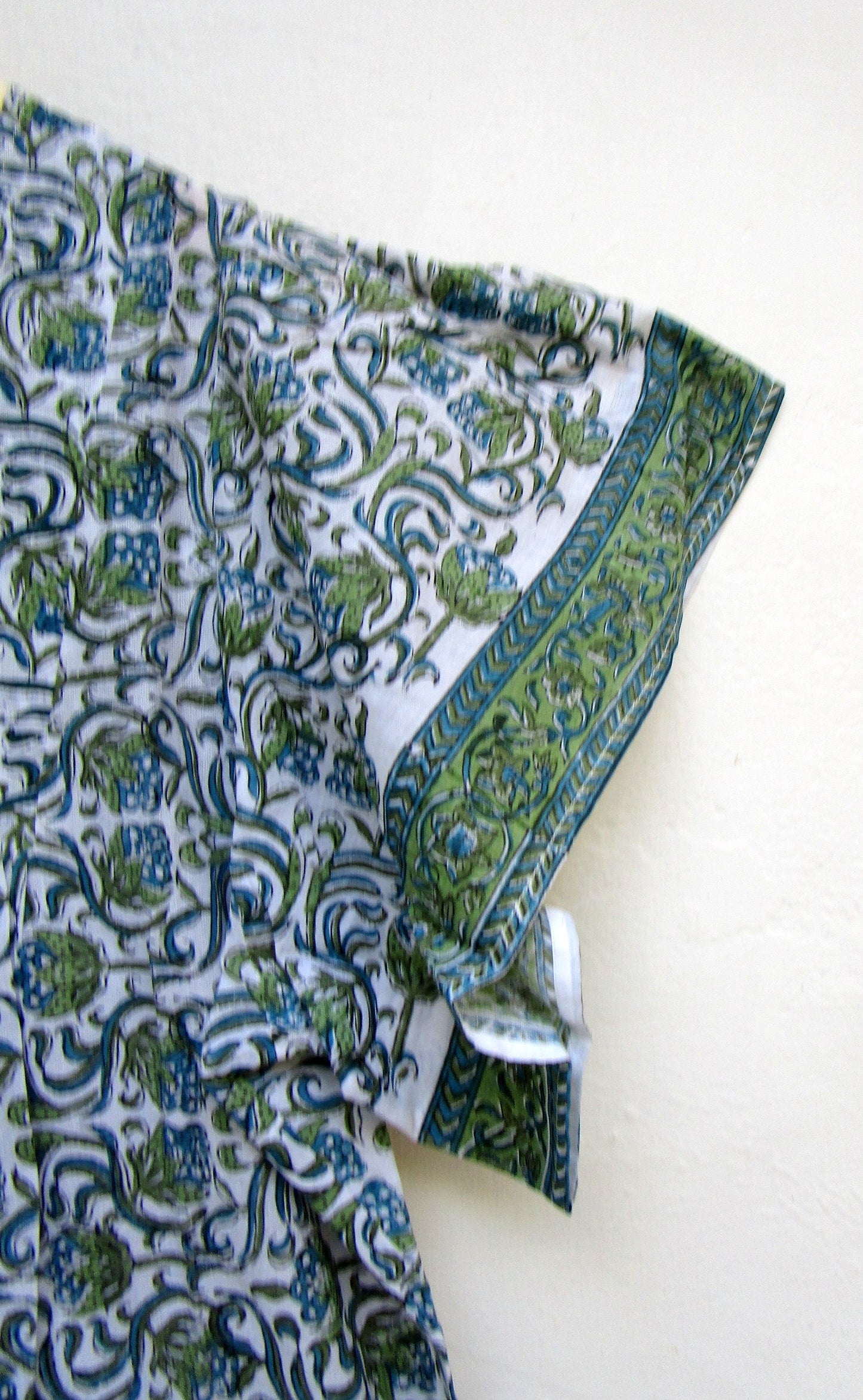 blue and green indian block printed blouse