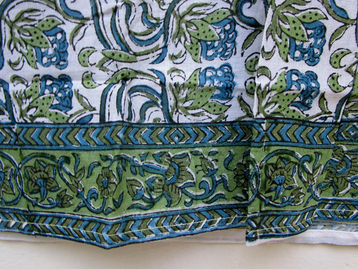 blue and green indian block printed blouse