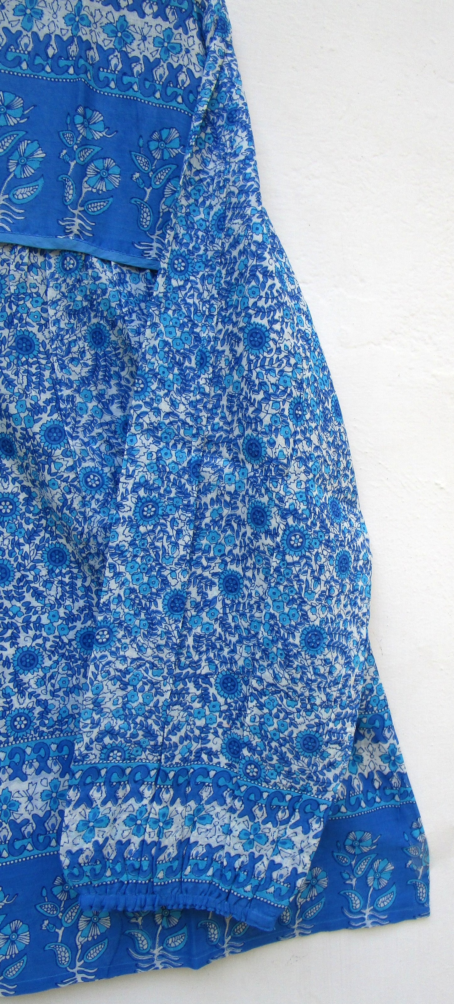 blue screen printed blouse for women
