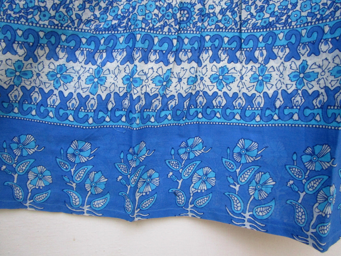 blue screen printed blouse for women