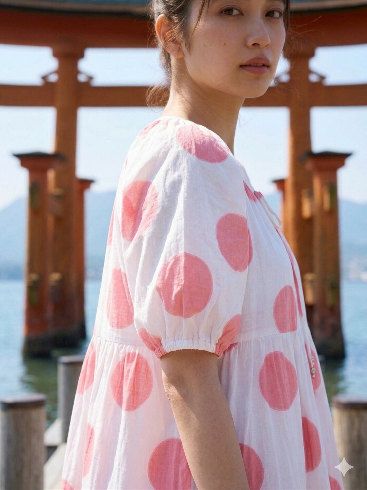 Coral Pink Polka Dot Cotton Maxi Dress – Tiered Boho Indian Summer Style