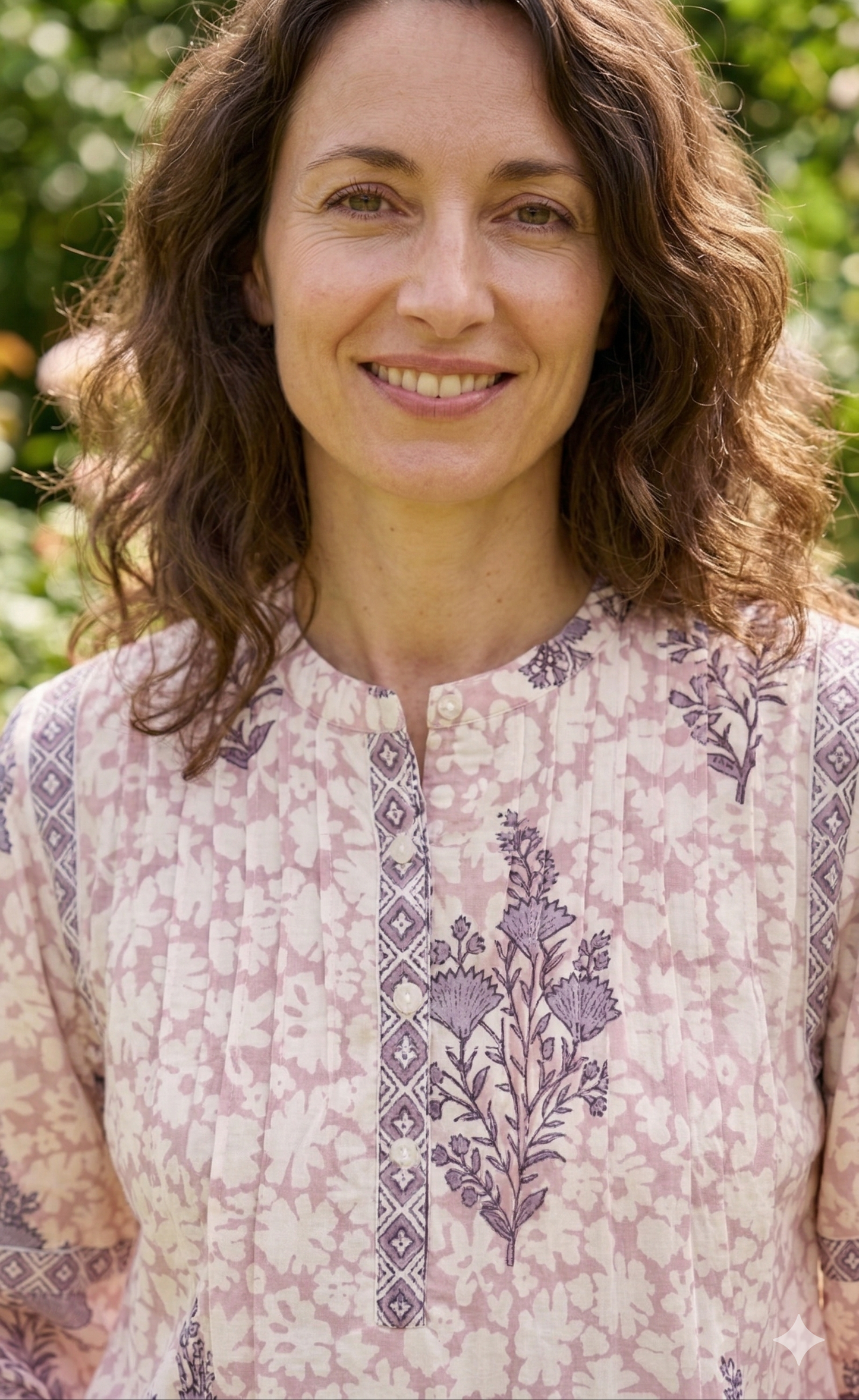 Blush Pink Hand Block Print Cotton Top – Boho Round Neck Blouse