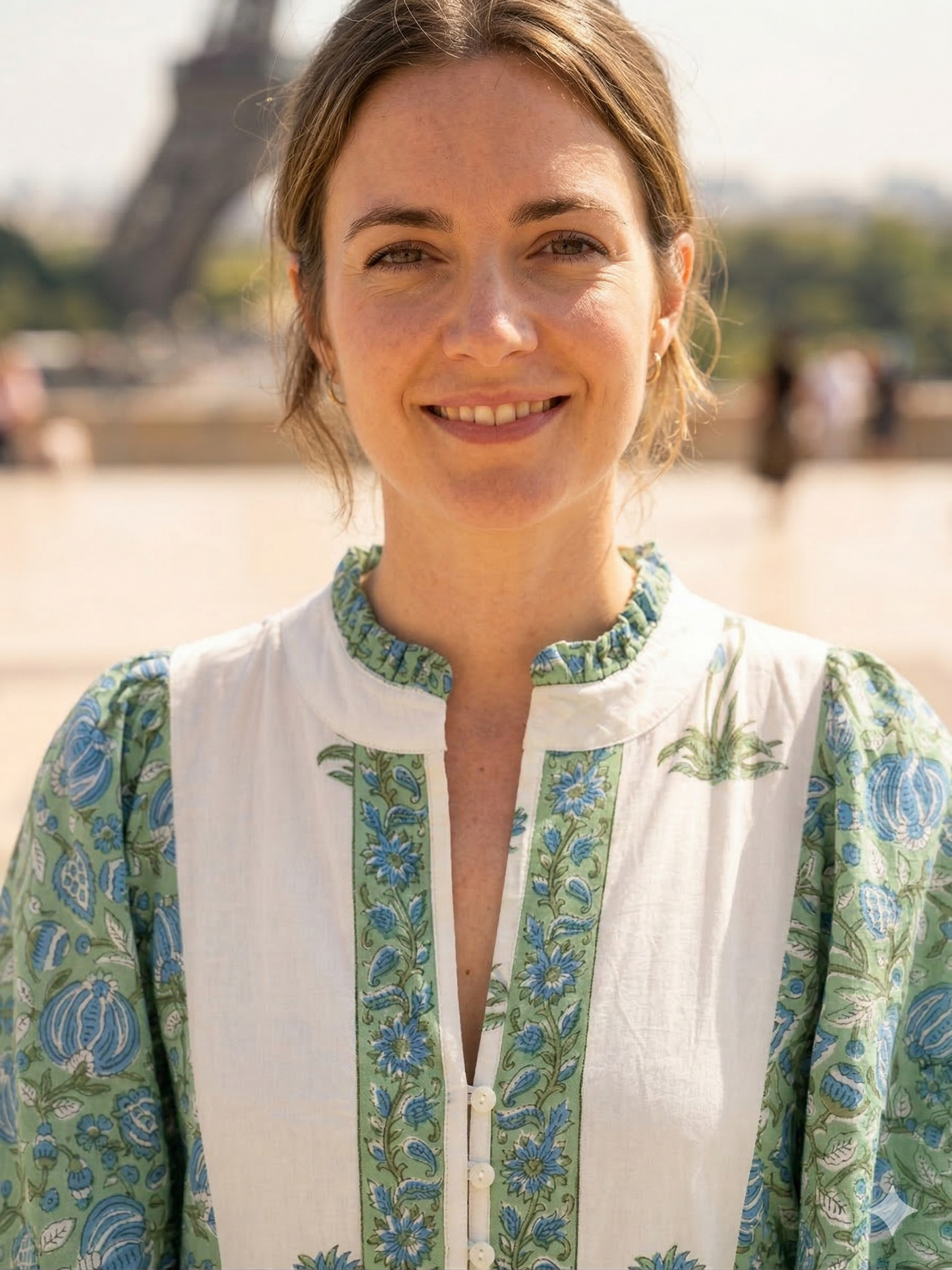 Green Floral Block Print Cotton Maxi Dress – Boho Tiered Maxi Dress