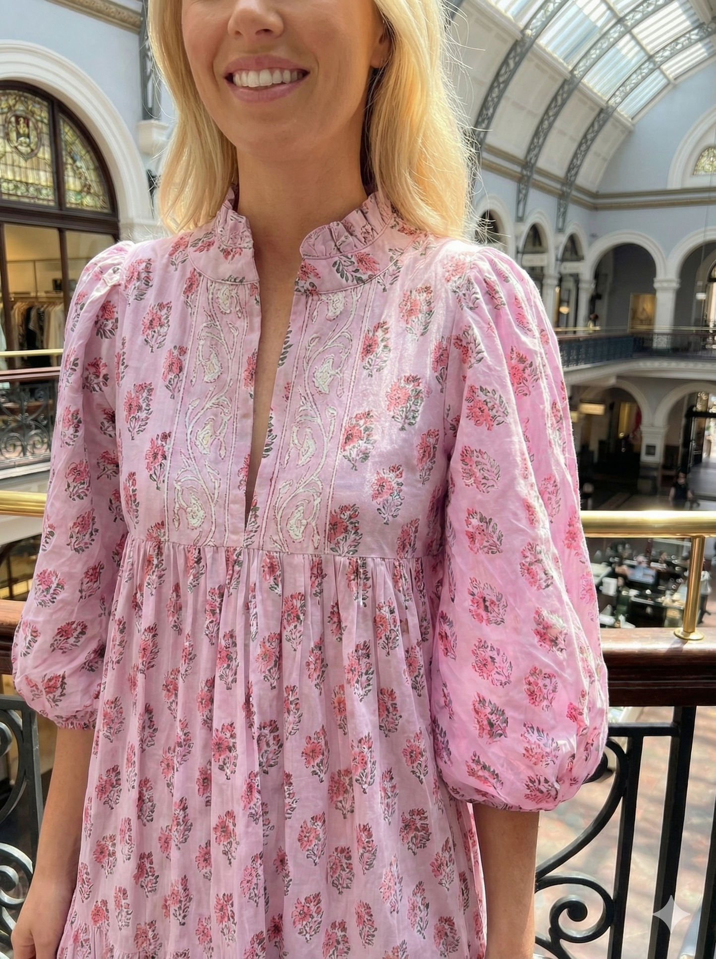 Pink Floral Hand Block Printed Cotton Maxi Dress – Indian Boho Tiered Long Dress