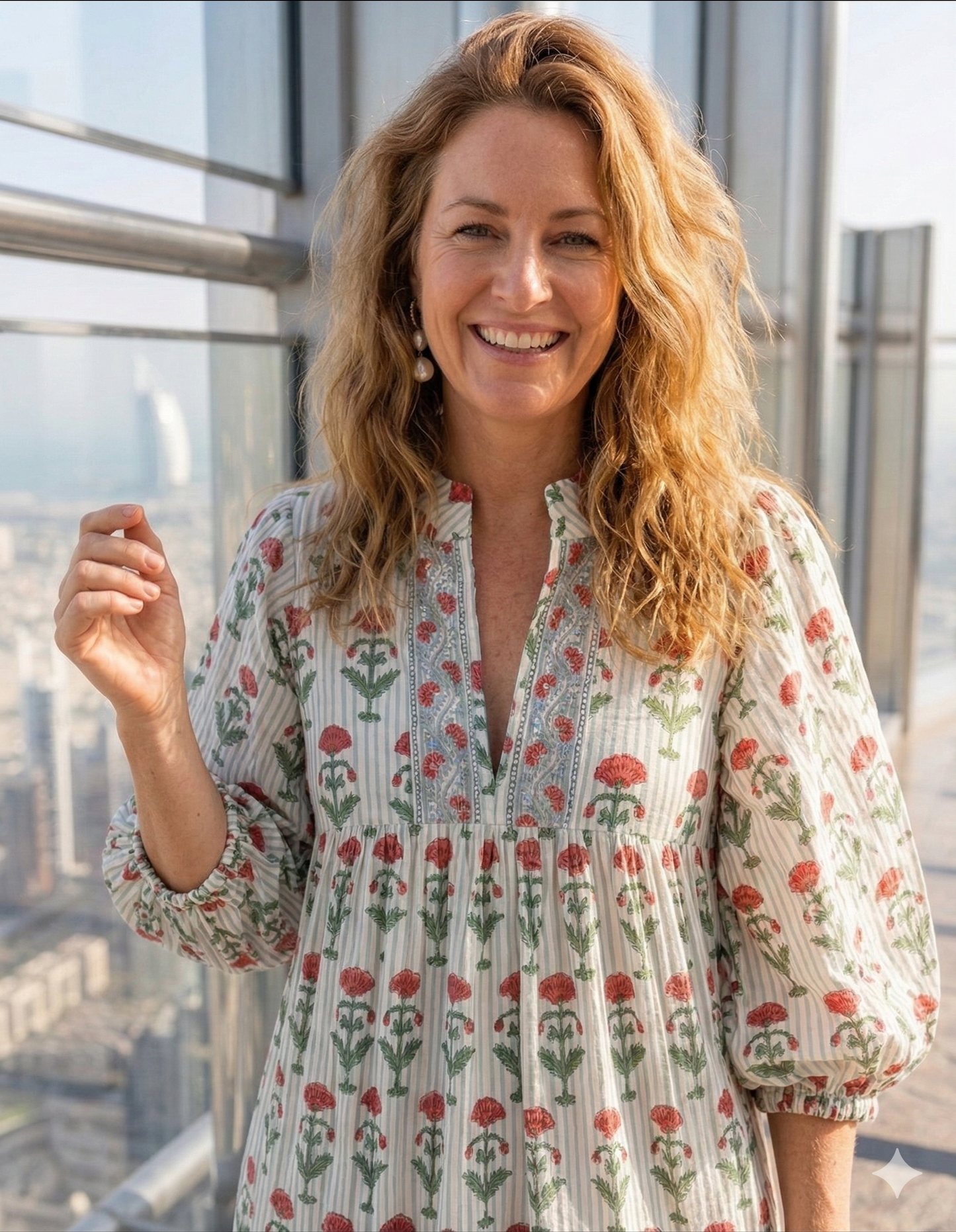 Red Floral Hand Block Print Cotton Maxi Dress – Boho Puff Sleeve Tiered Dress
