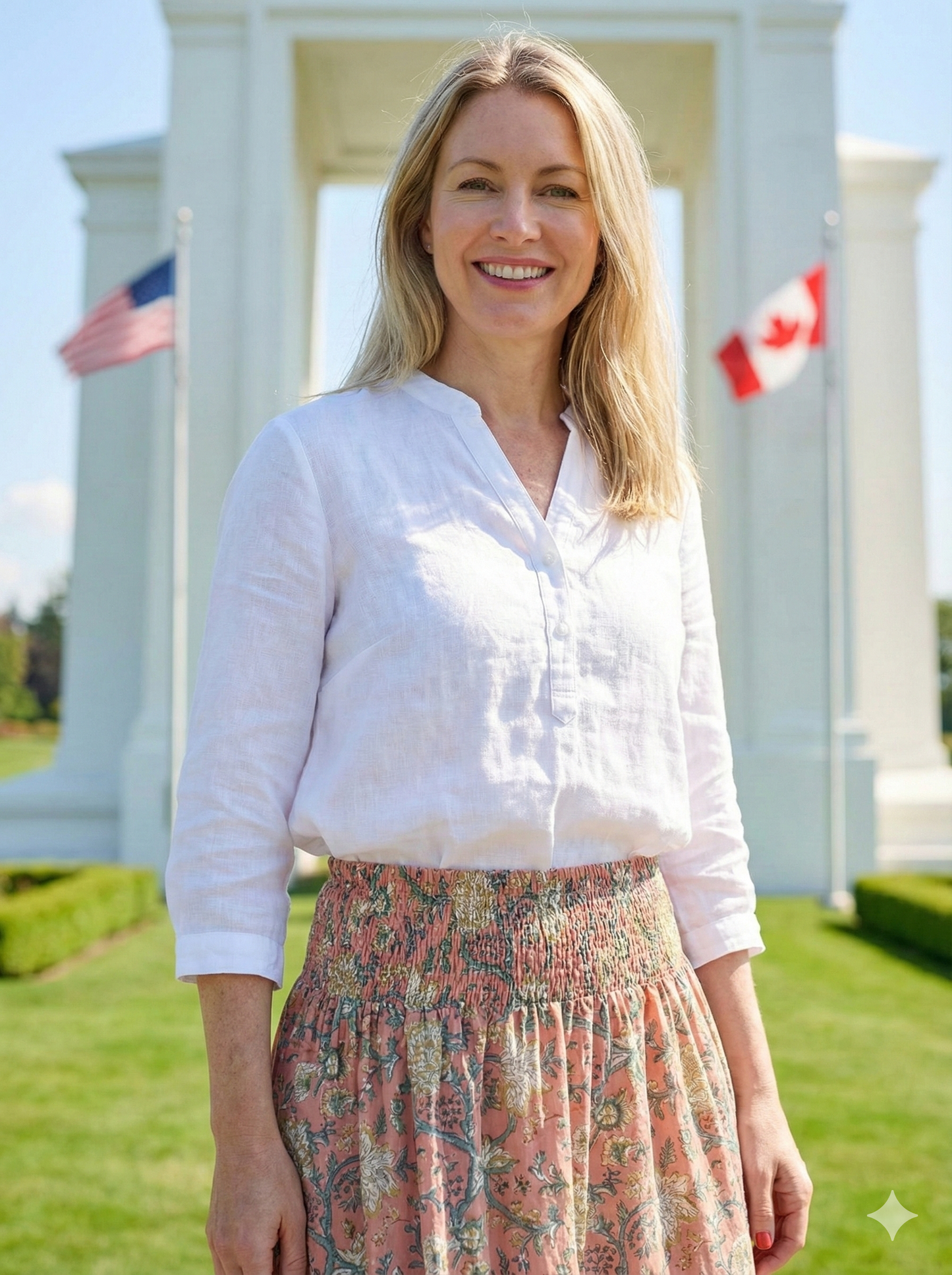 Peach Floral Hand Block Printed Cotton Skirt – Smocked Waist Tiered Boho Maxi Skirt