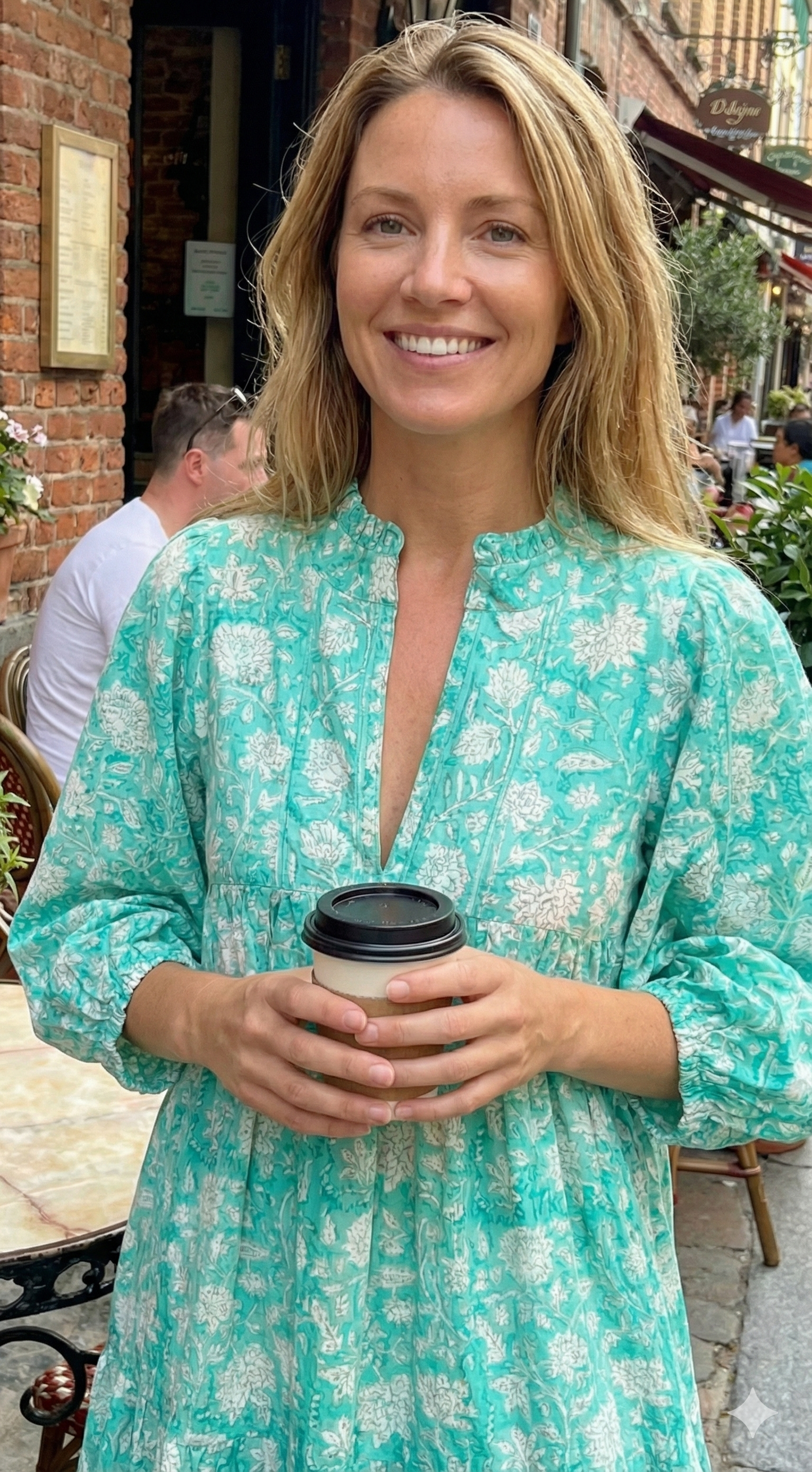 Mint Green Floral Hand Block Printed Cotton Maxi Dress – Indian Boho Tiered Long Dress