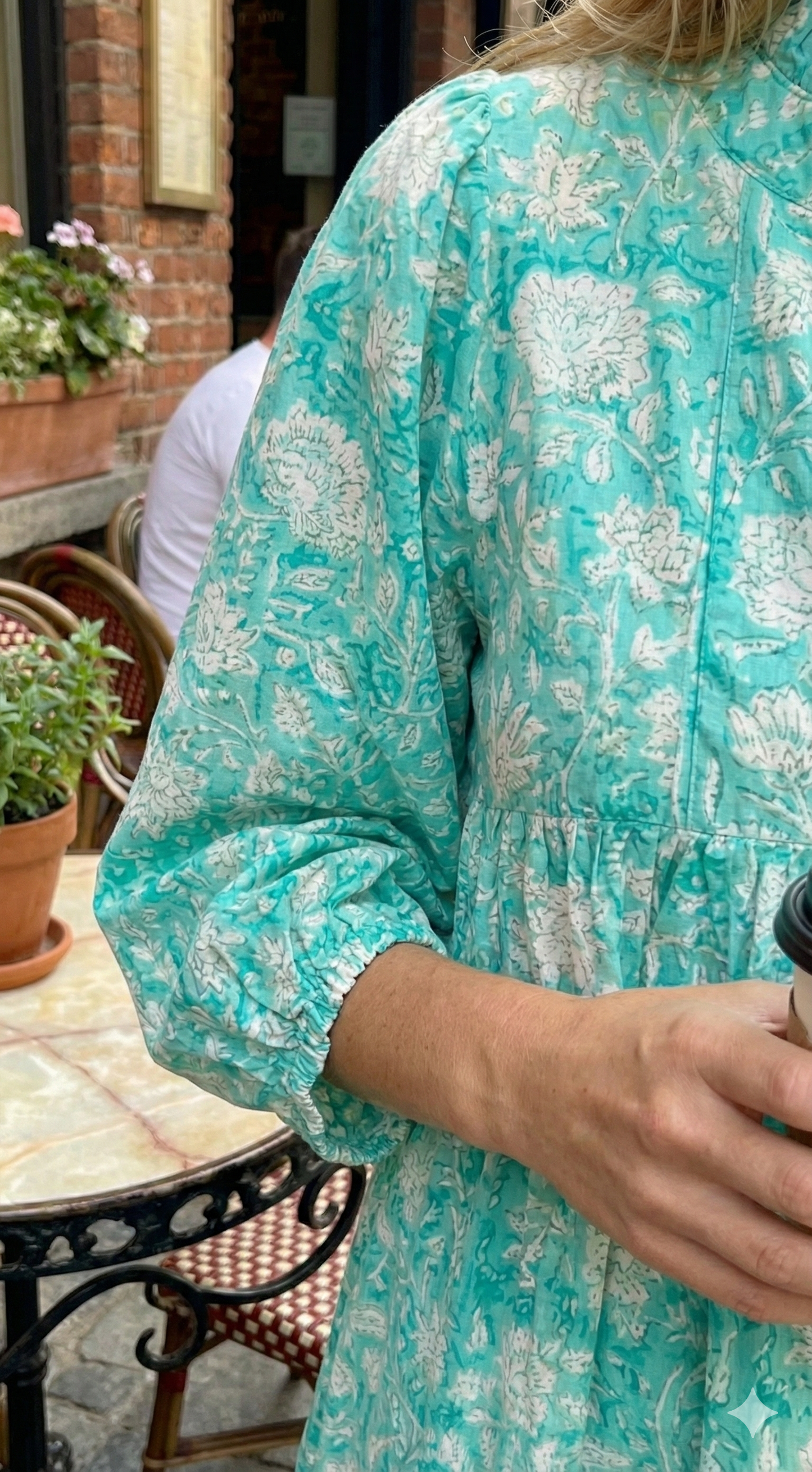 Mint Green Floral Hand Block Printed Cotton Maxi Dress – Indian Boho Tiered Long Dress