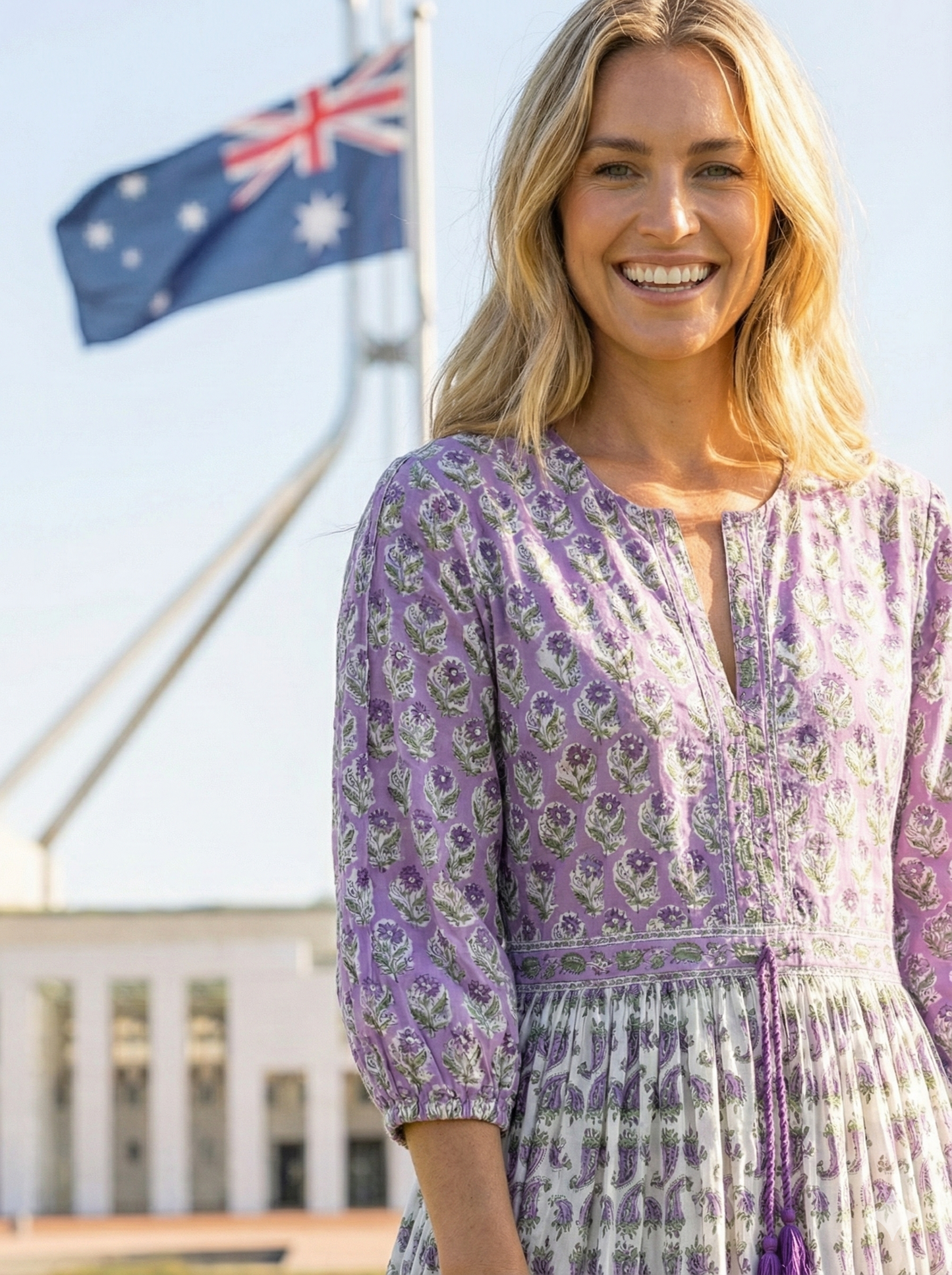Purple Ivory Hand Block Printed Cotton Maxi Dress – Boho Indian Long Dress