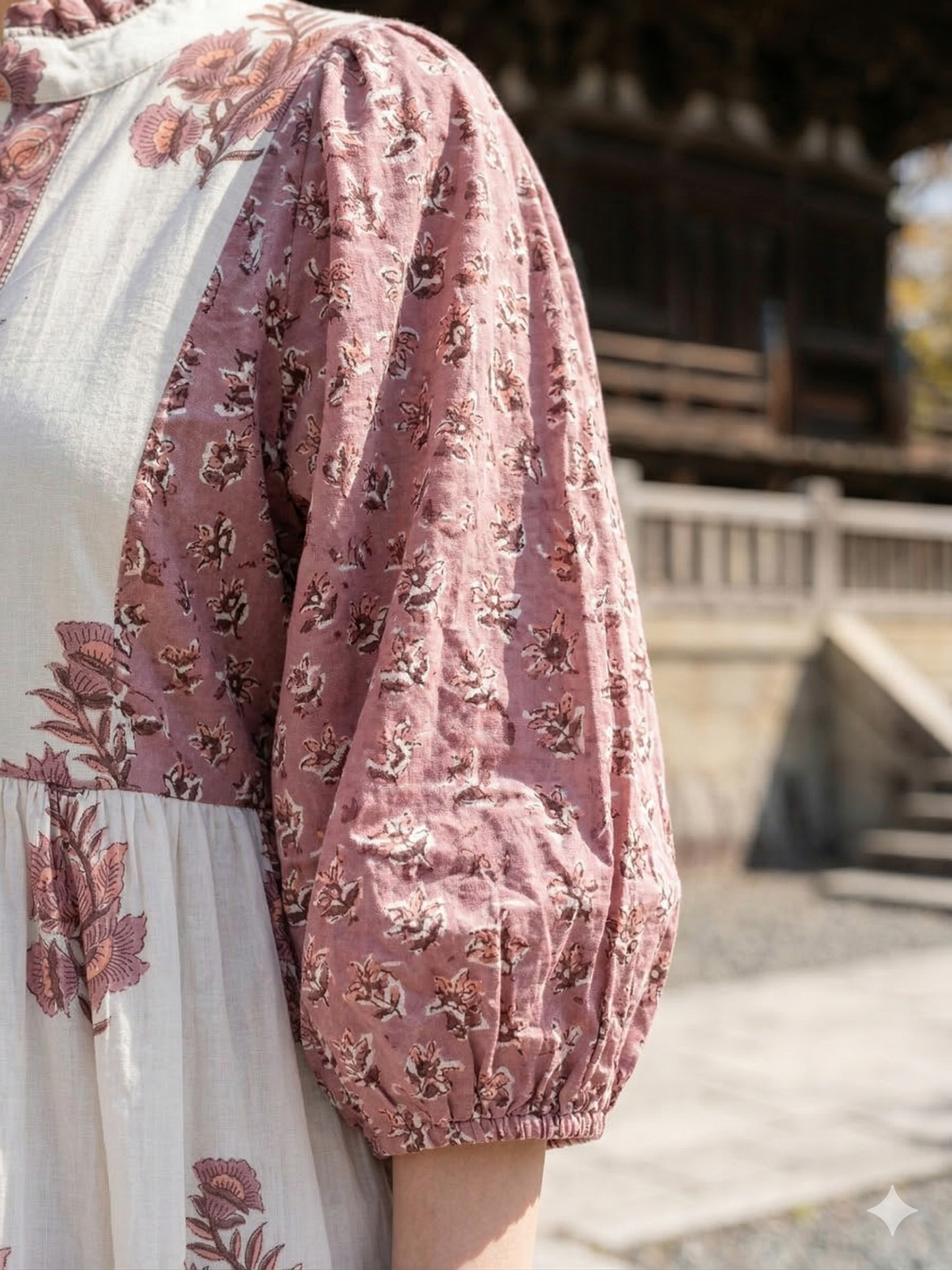 Rust Floral Hand Block Print Cotton Maxi Dress – Indian Boho Tiered Style