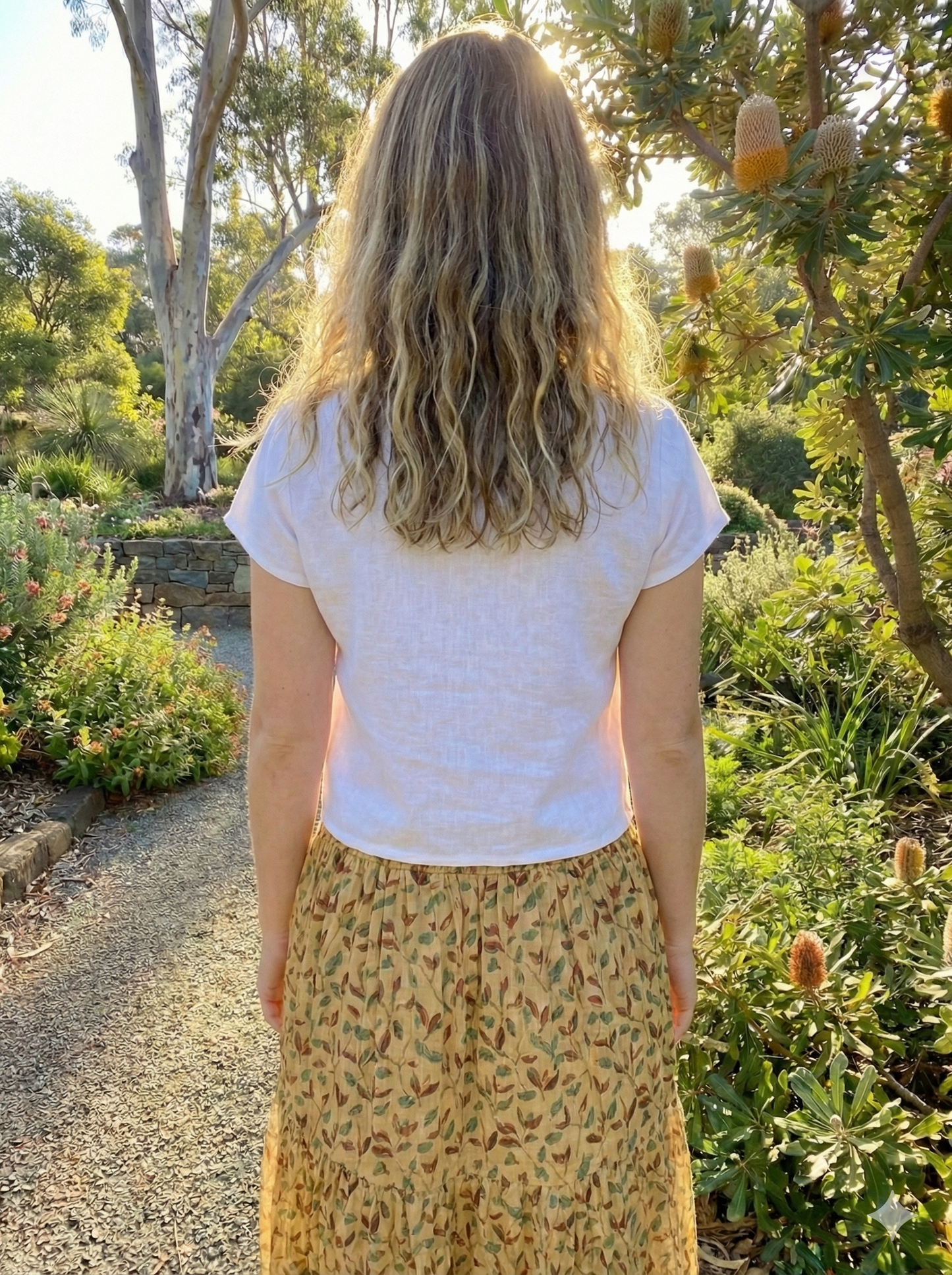 Mustard Leaf Block Print Cotton Smocked Dress – Handcrafted Boho Midi Sundress