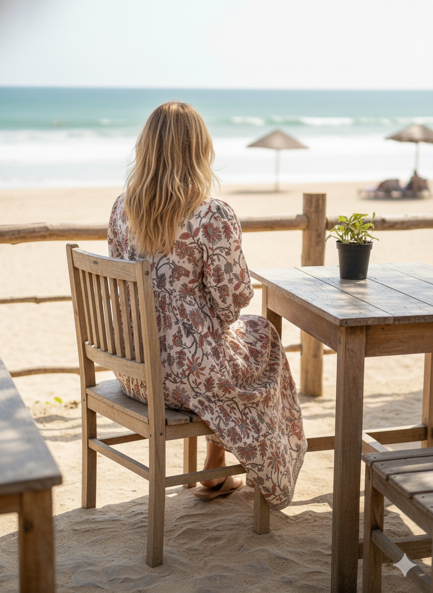 cotton white-red floral block printed women's maxi dress