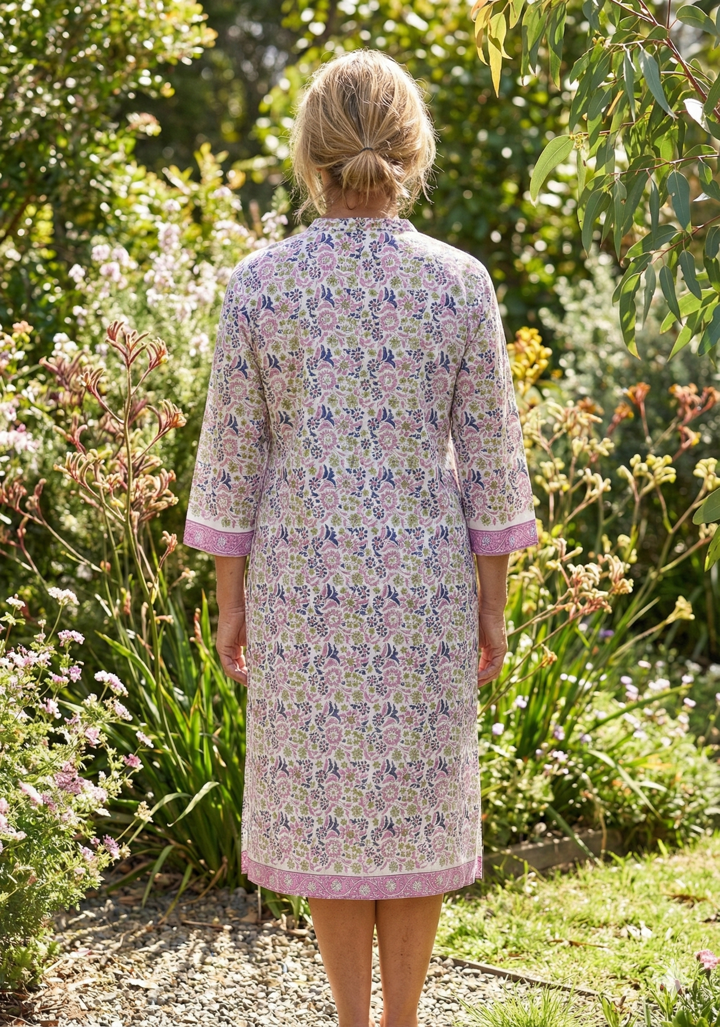 Ivory Multicolor Floral Block Print Cotton Kurta – Women’s Ethnic Wear