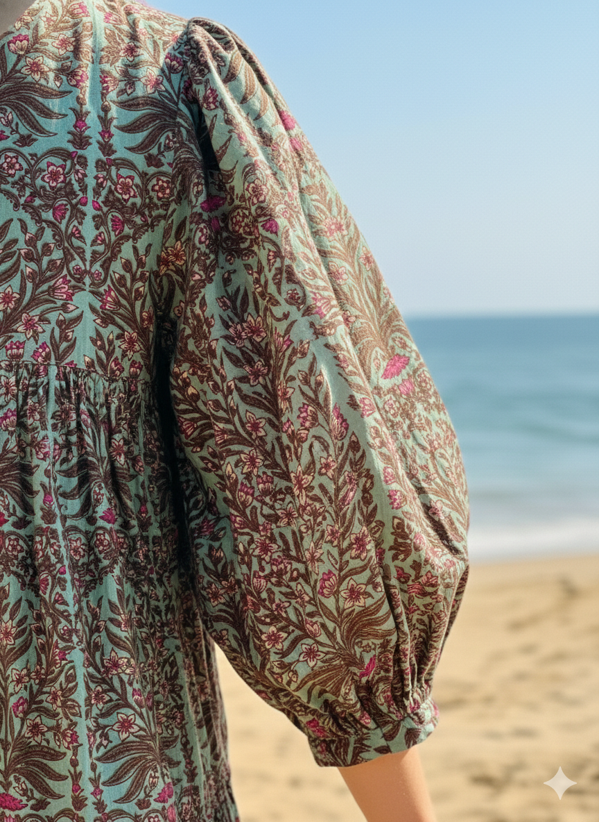 sun green-red floral printed women's maxi dress
