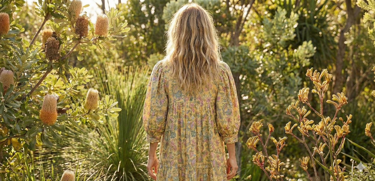indian yellow-pink floral printed women's maxi dress