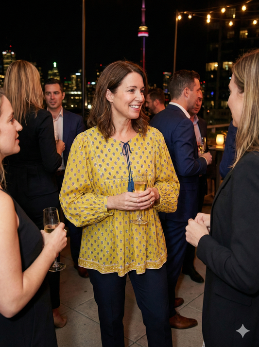 bohemian yellow blue floral hand block printed women's tops and blouse