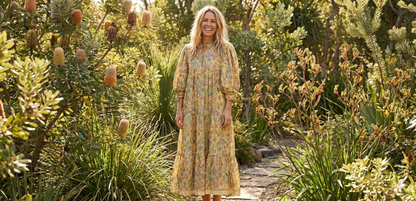 indian yellow-pink floral printed women's maxi dress