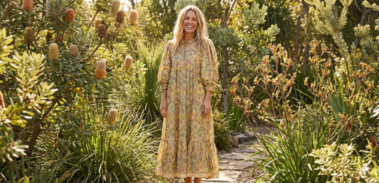 indian yellow-pink floral printed women's maxi dress