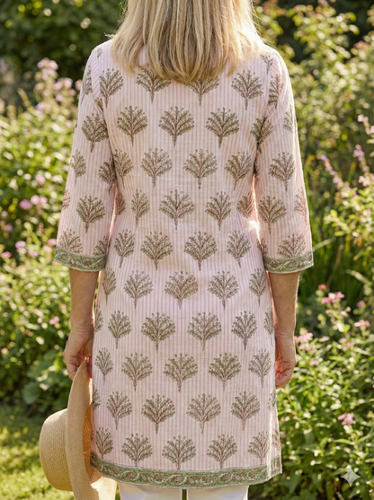 Tree Motif Hand Block Print Cotton Kurta – Women’s Ethnic Tunic
