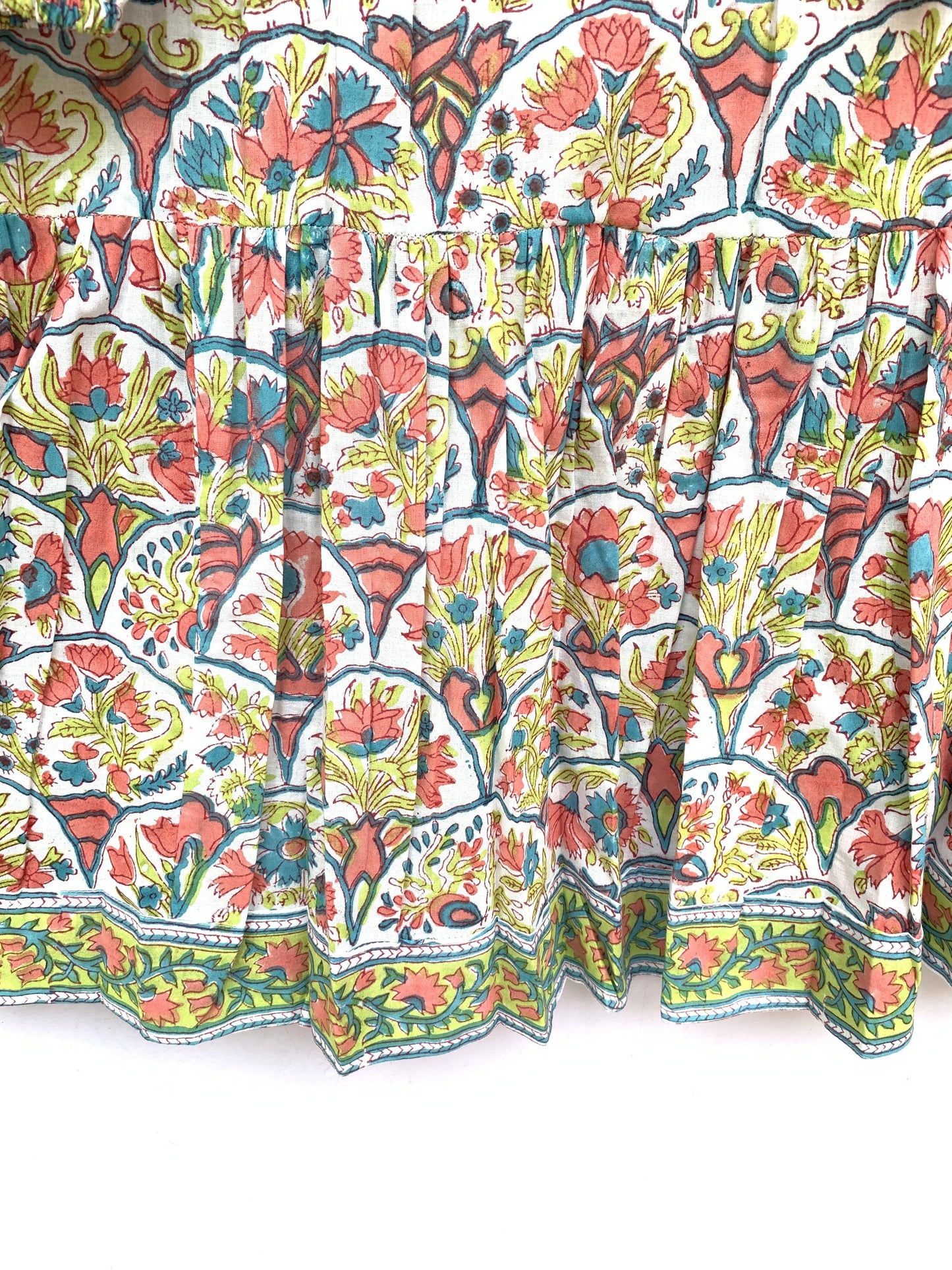 Multicolor Floral Hand Block Printed Cotton Mini Dress – Boho Puff Sleeve Indian Dress