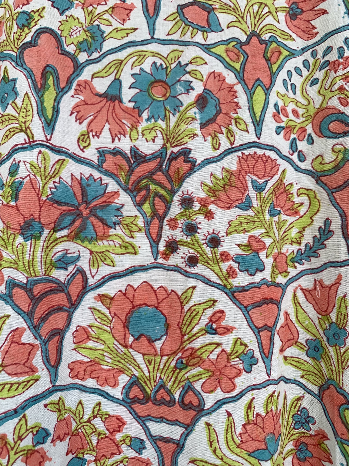 Multicolor Floral Hand Block Printed Cotton Mini Dress – Boho Puff Sleeve Indian Dress