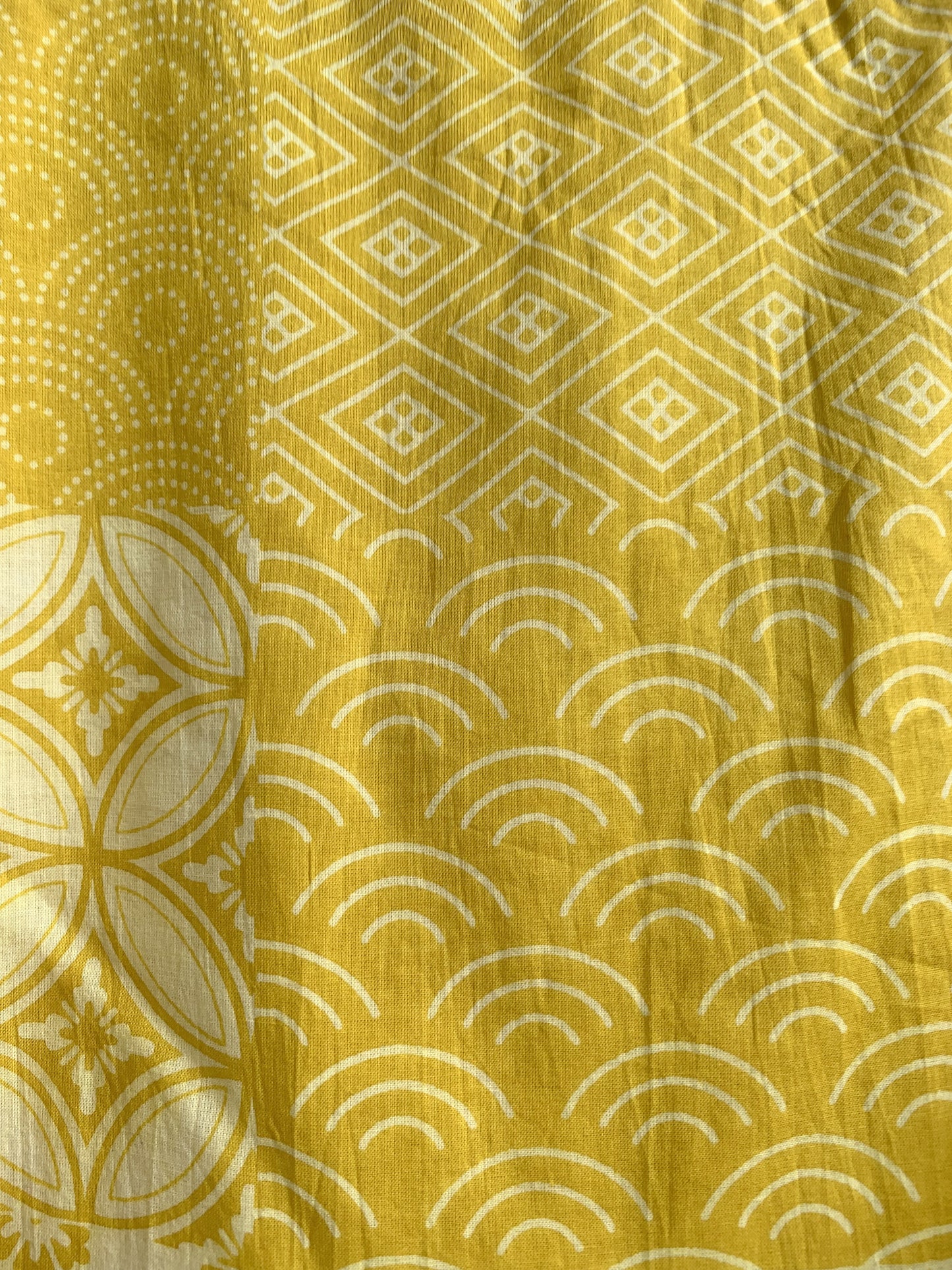 Yellow Floral Geometric Patchwork Screen Printed Cotton Dress – Puff Sleeve Boho Tiered Midi Dress