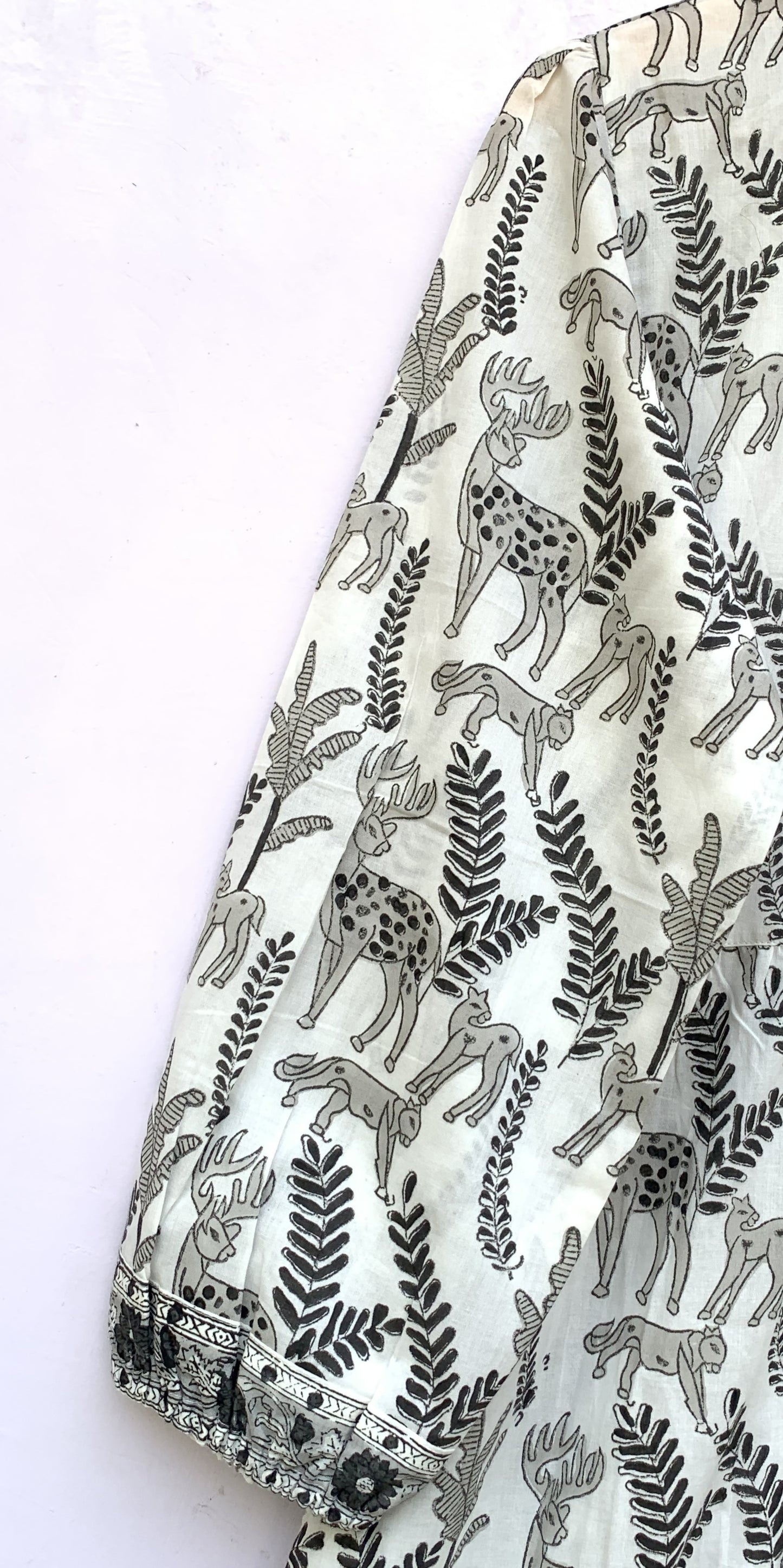 Grey Animal Print Hand Block Printed Cotton Maxi Dress – Bohemian Long Dress