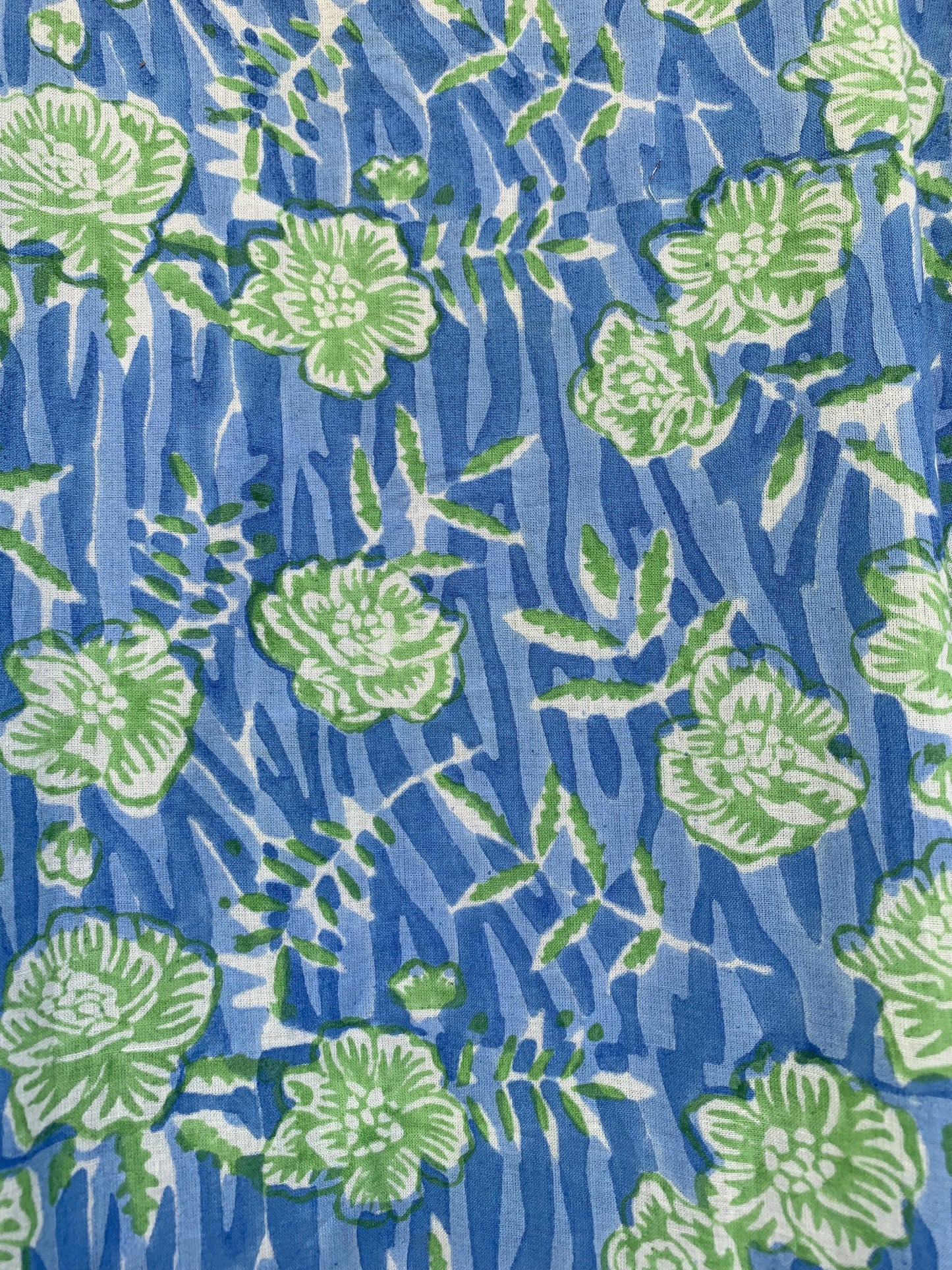 Blue Floral Hand Block Printed Cotton Maxi Dress – Long Sleeve Bohemian Dress