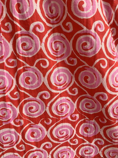 Red Printed Cotton Tiered Midi Dress – Sleeveless Boho Summer Dress