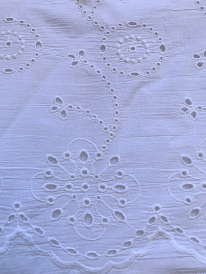 White Eyelet Cotton Maxi Skirt – Tiered Boho Elastic Waist Summer Skirt