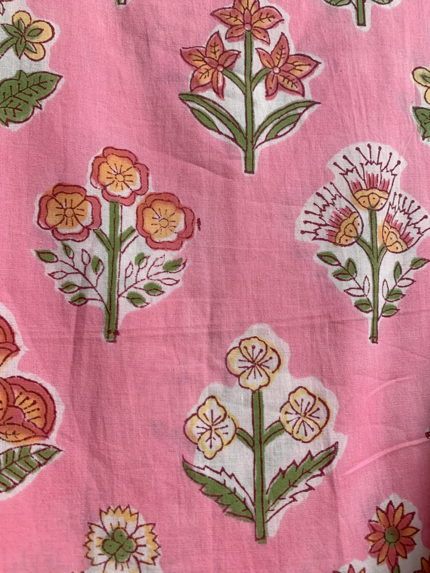 Pink Floral Hand Block Printed Cotton Dress – Tiered Boho Maxi Dress for Women