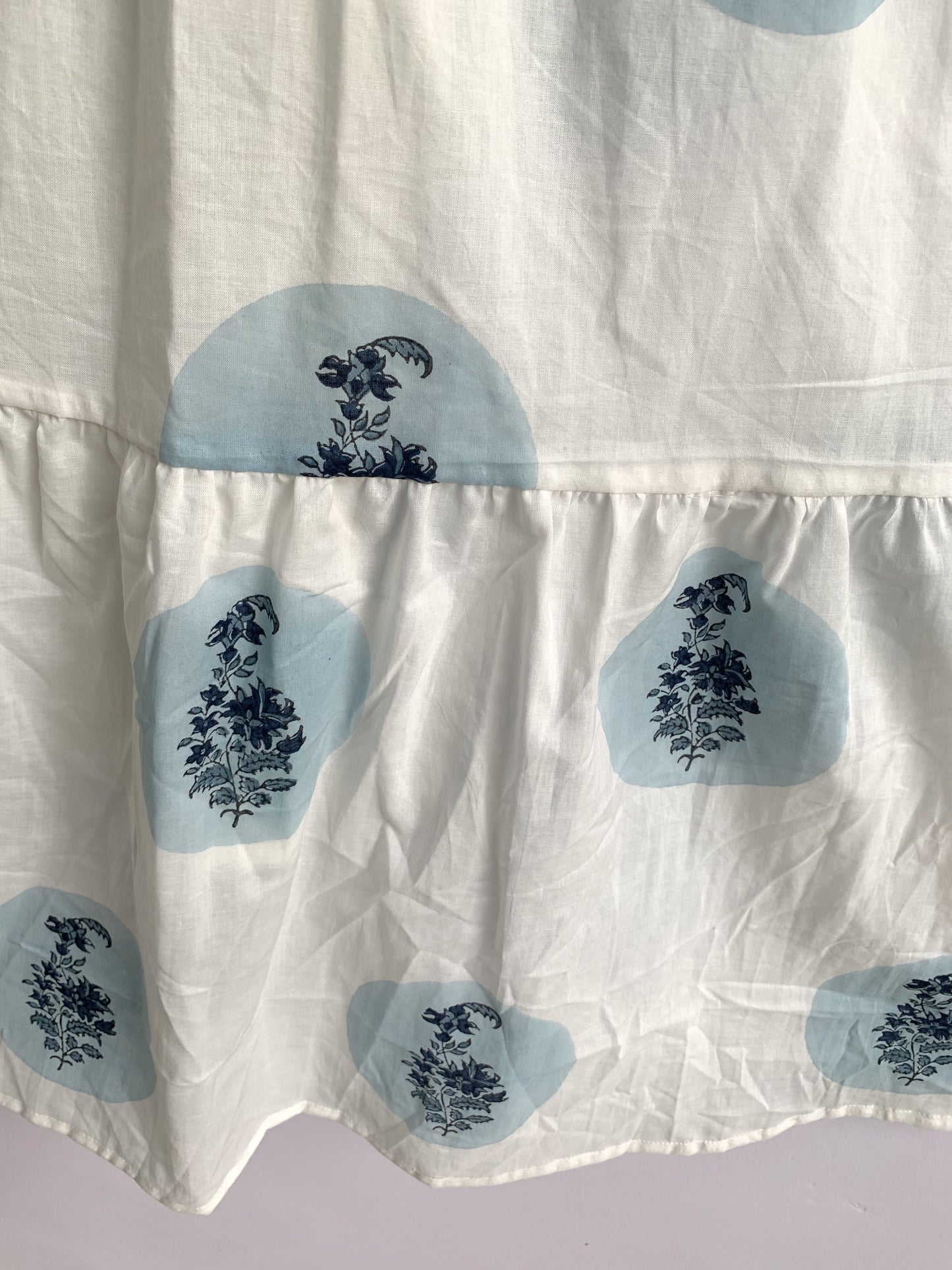 Blue Circle Block Print Cotton Maxi Dress – Relaxed Boho Dress