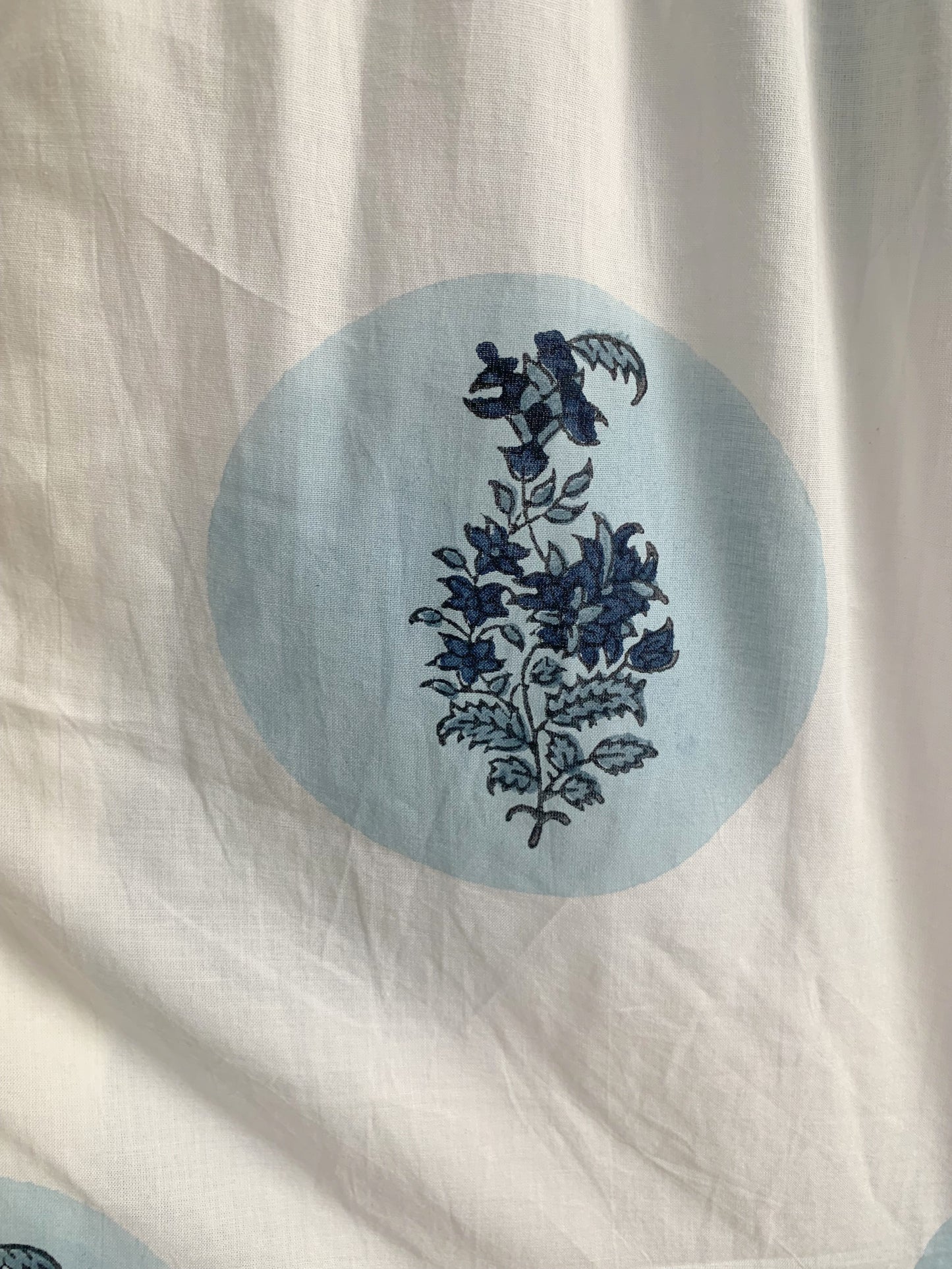 Blue Circle Block Print Cotton Maxi Dress – Relaxed Boho Dress