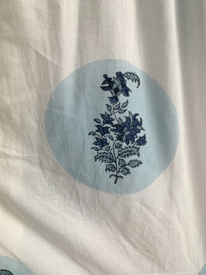 Blue Circle Block Print Cotton Maxi Dress – Relaxed Boho Dress