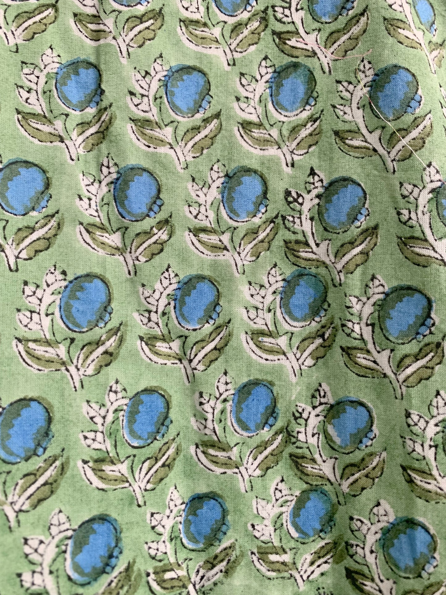 Green Blue Floral Hand Block Printed Cotton Maxi Dress – Boho Indian Long Dress