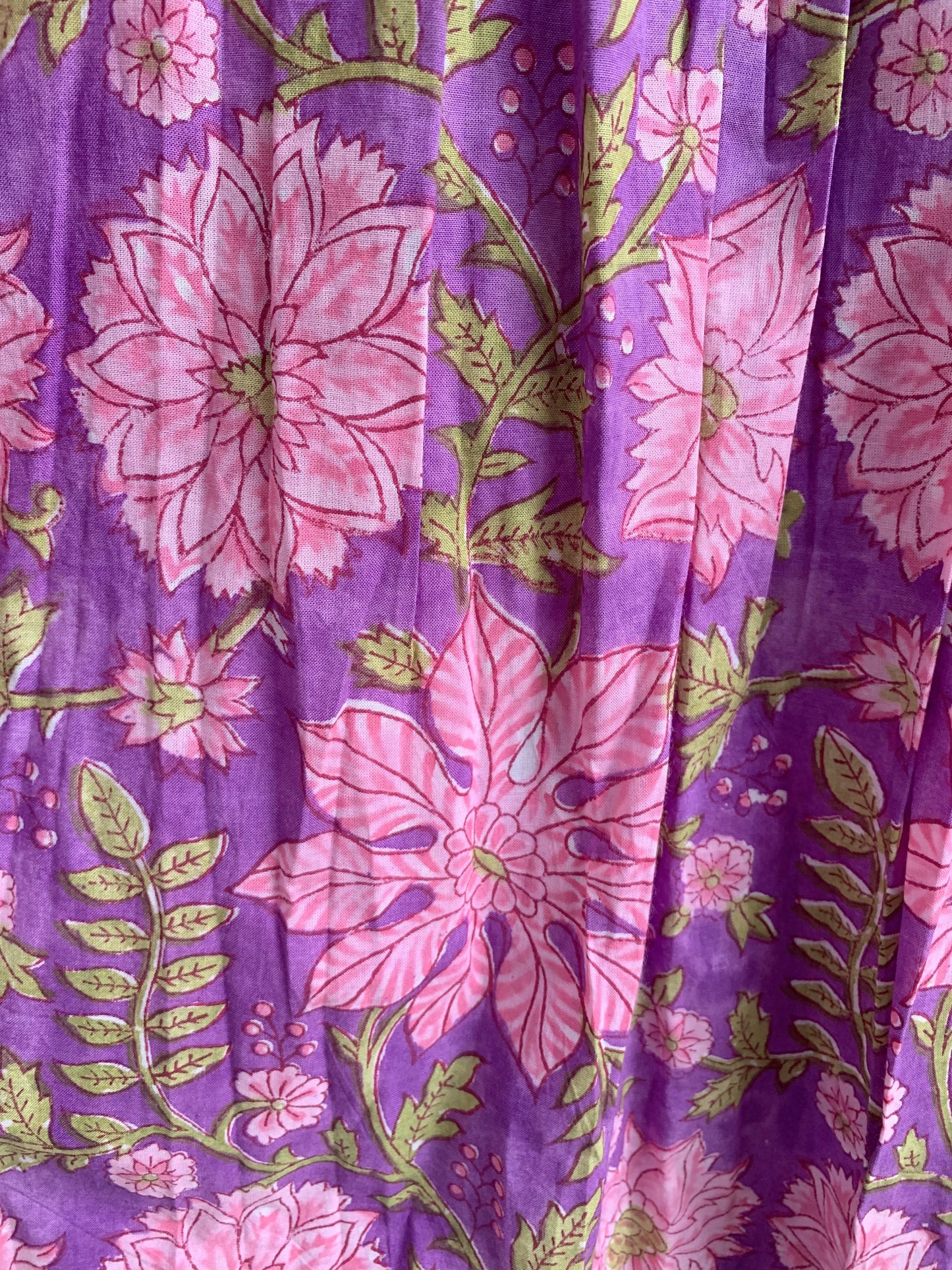 Indian Purple Floral Block Print Cotton Maxi Dress – Boho Long Dress