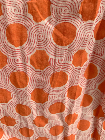 indian cotton orange floral hand block printed women's maxi skirts