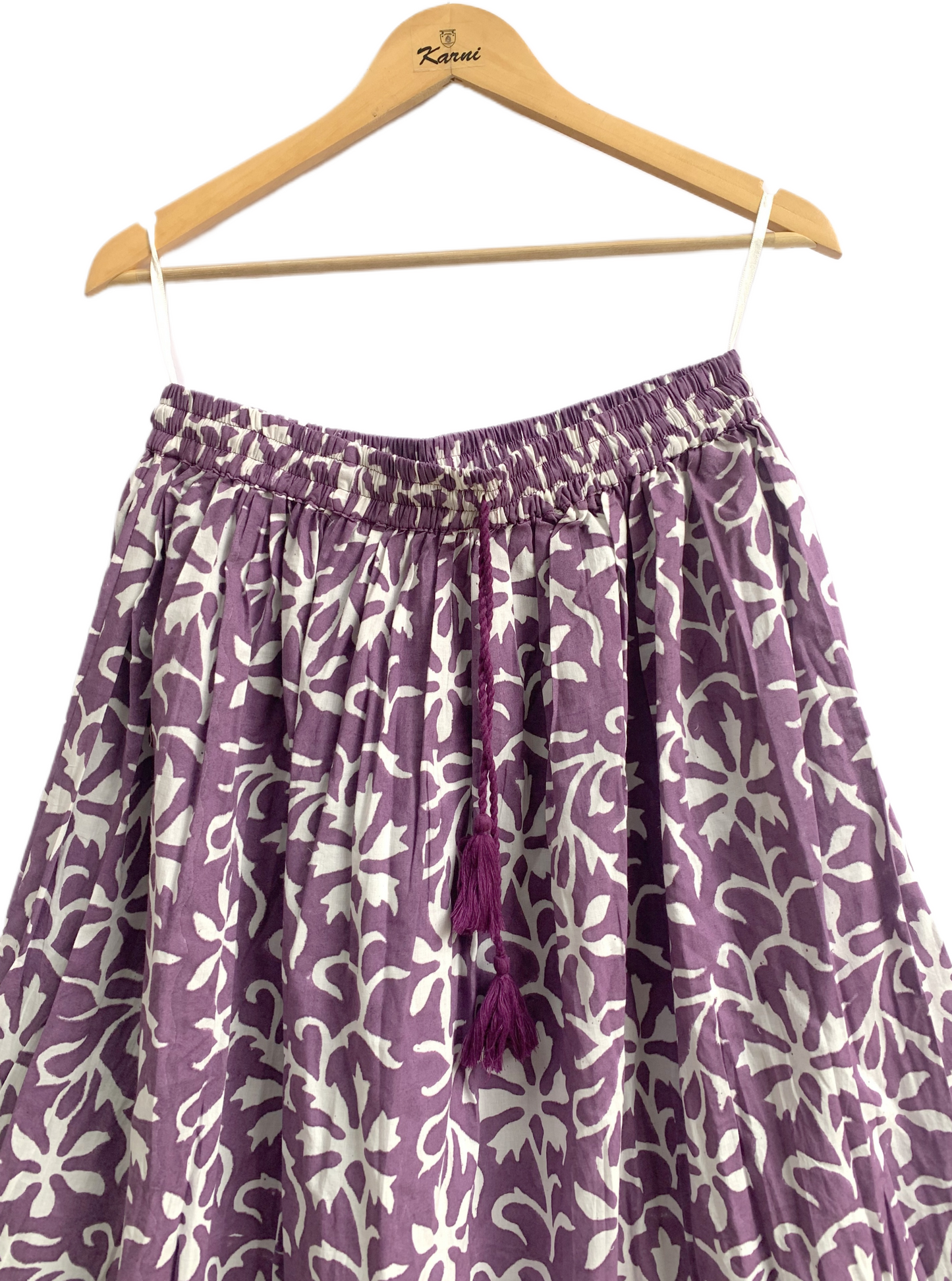 Purple Floral Hand Block Printed Cotton Maxi Skirt – Boho Tiered Summer Skirt