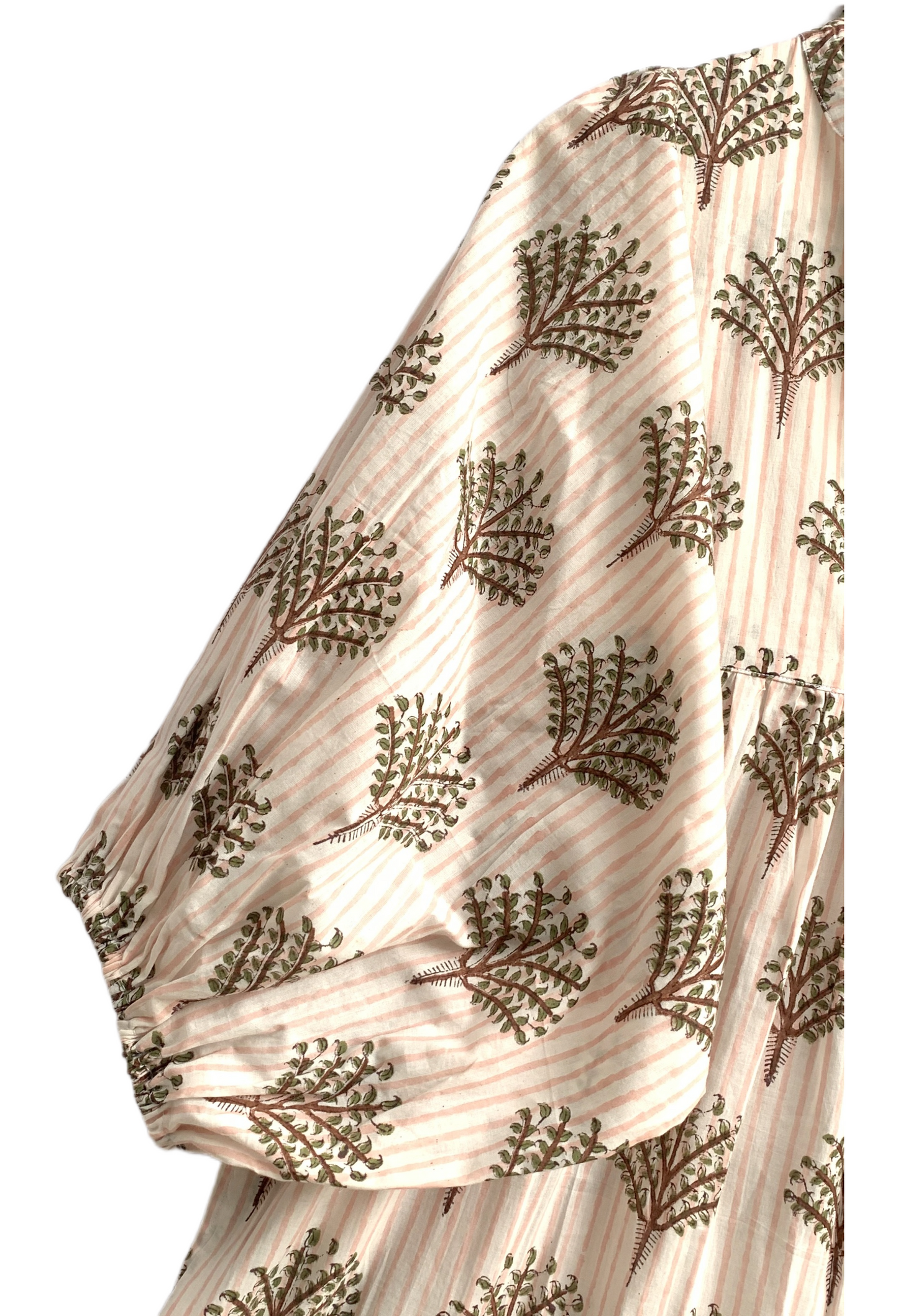 Ivory Olive Hand Block Printed Cotton Maxi Dress – Tiered Boho Women’s Dress