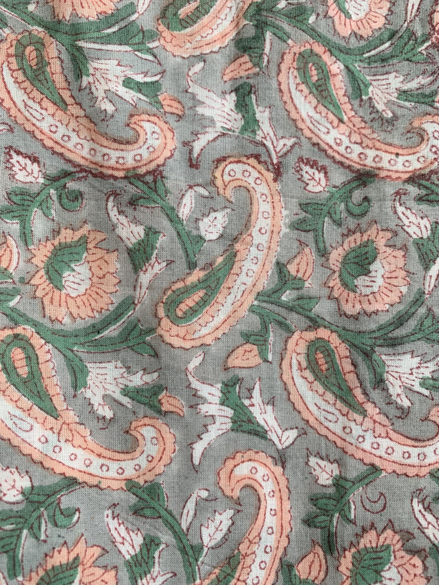 Sage Green Paisley Hand Block Printed Cotton Maxi Dress – Indian Boho Tiered Long Dress