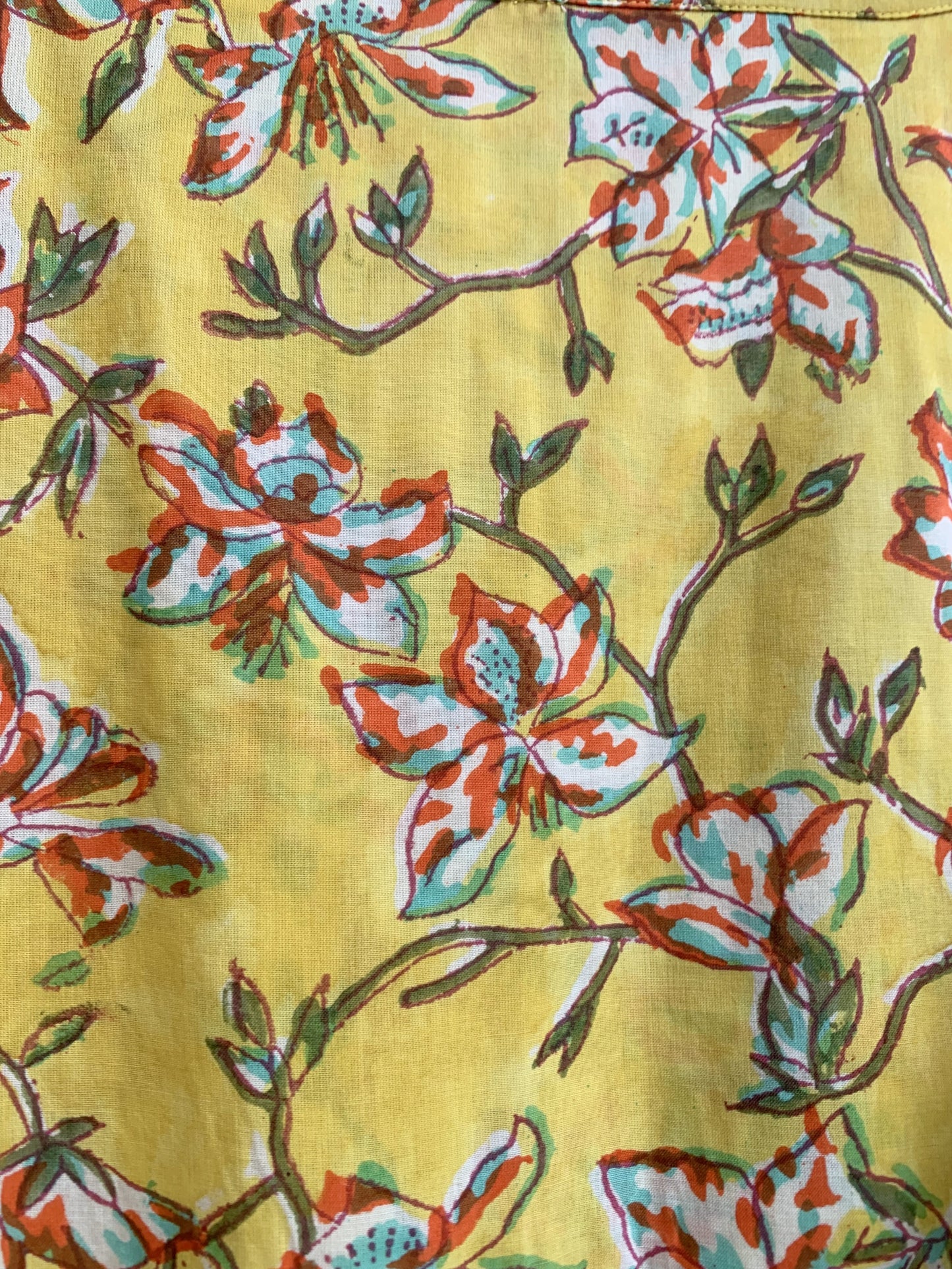 Yellow Floral Hand Block Printed Cotton Maxi Dress – Indian Boho Tiered Long Dress