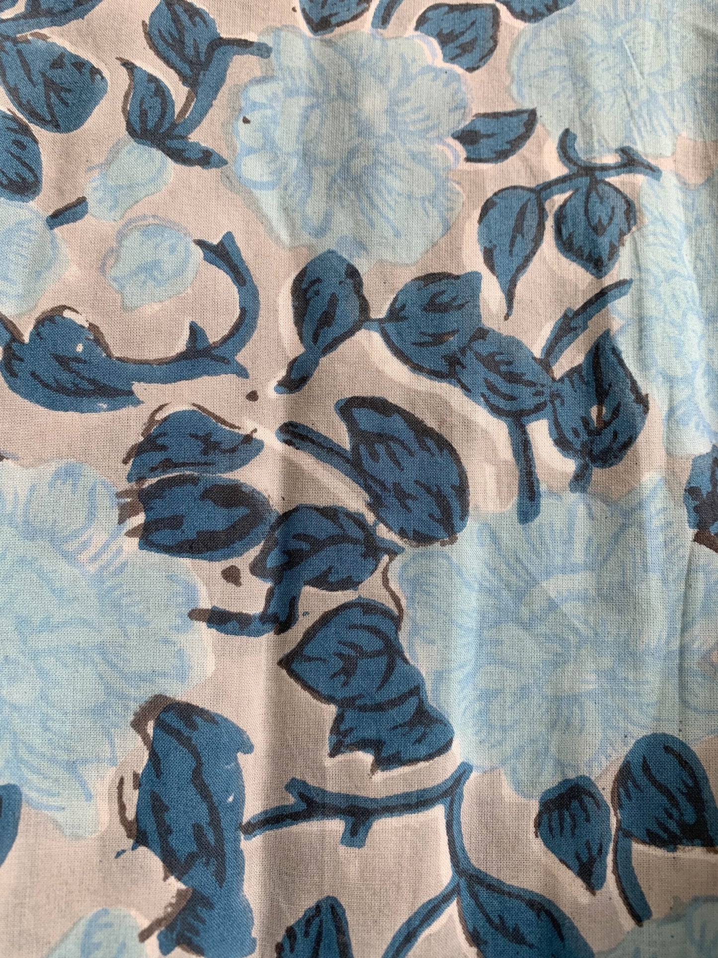 Sky Blue Floral Hand Block Printed Cotton Maxi Dress – Indian Boho Tiered Long Dress