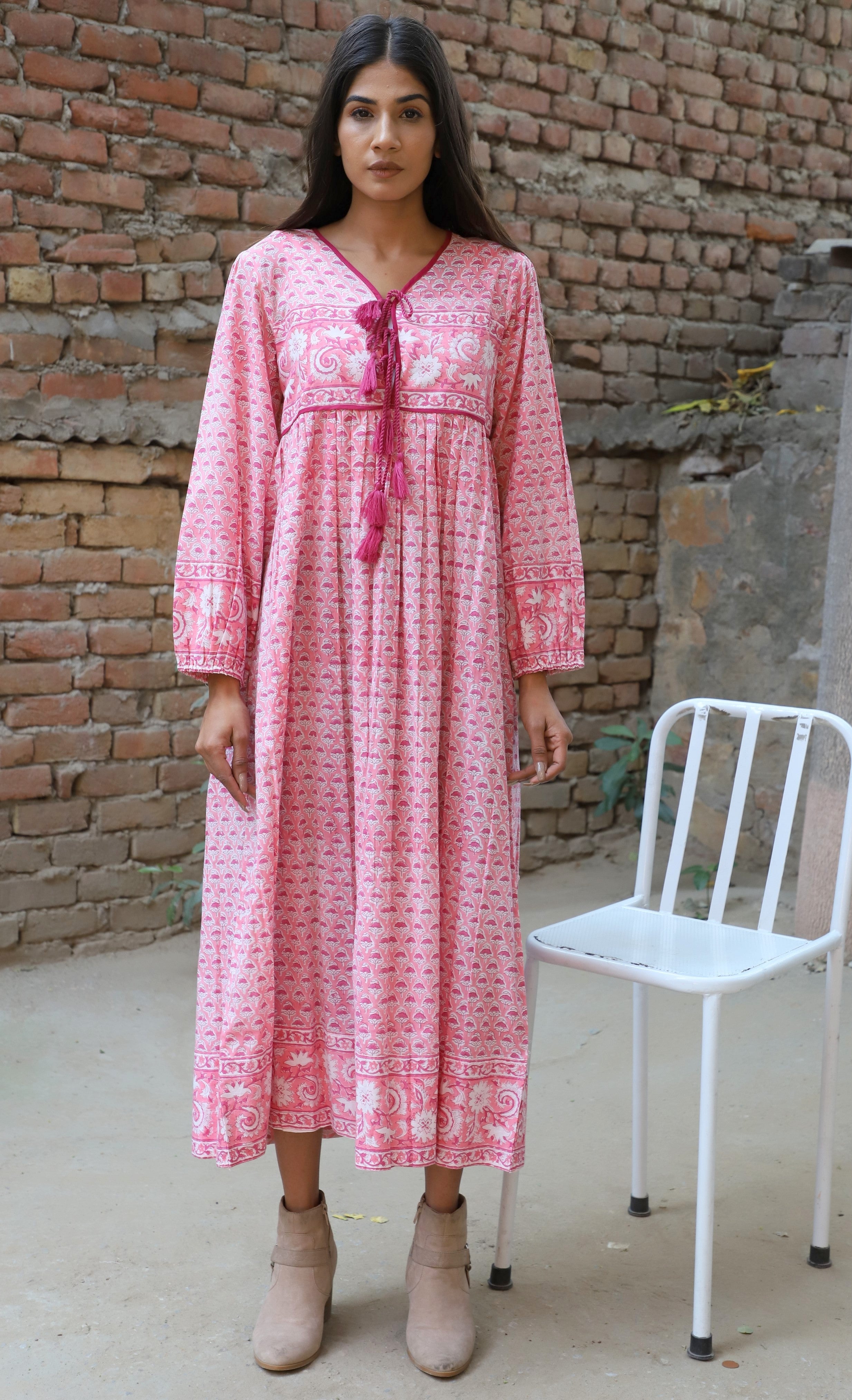 Maxi Dress cotton printed long womens wear spring summer style