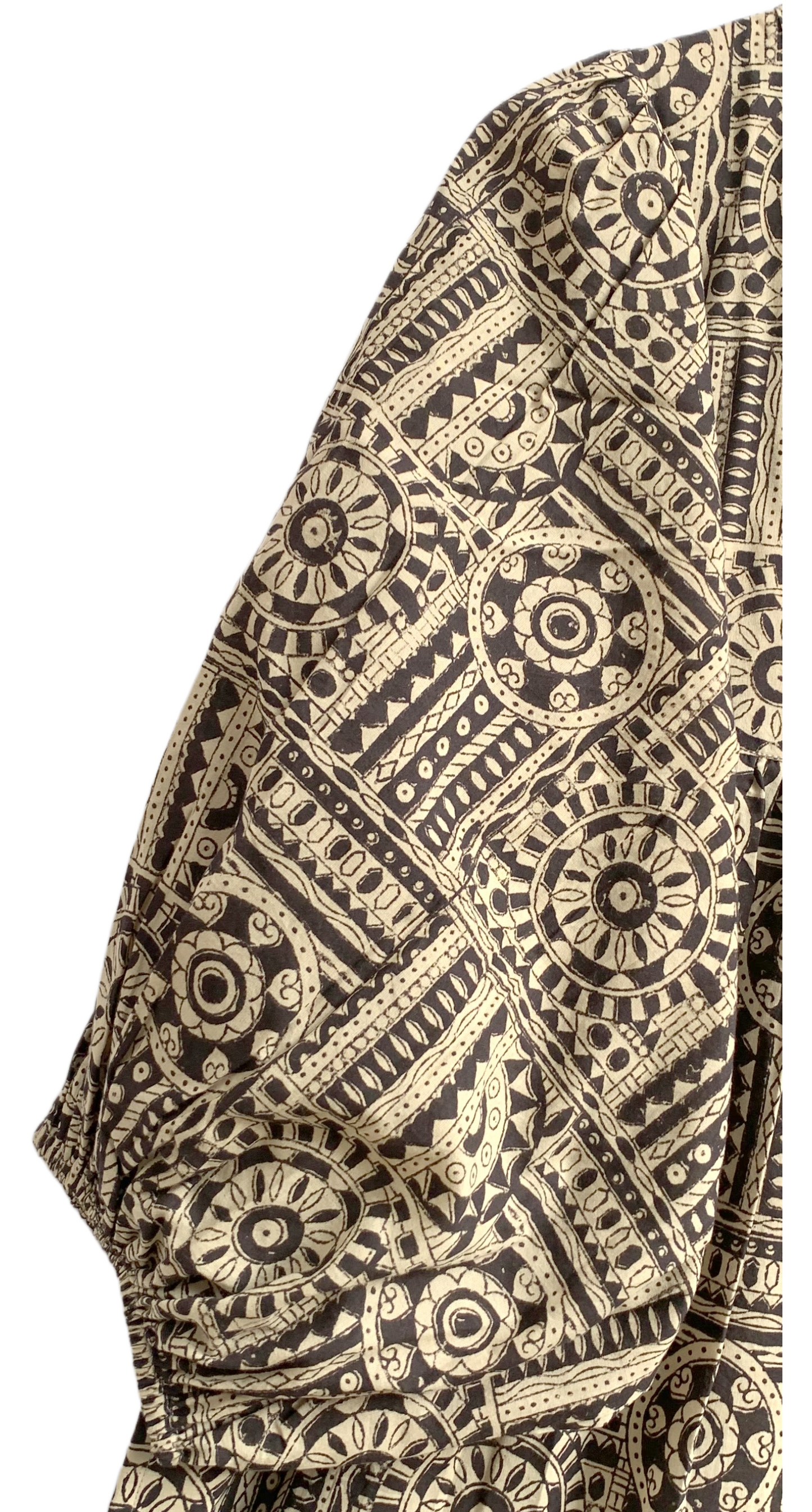 Black Beige Geometric Hand Block Printed Cotton Maxi Dress – Boho Tiered Indian Long Dress
