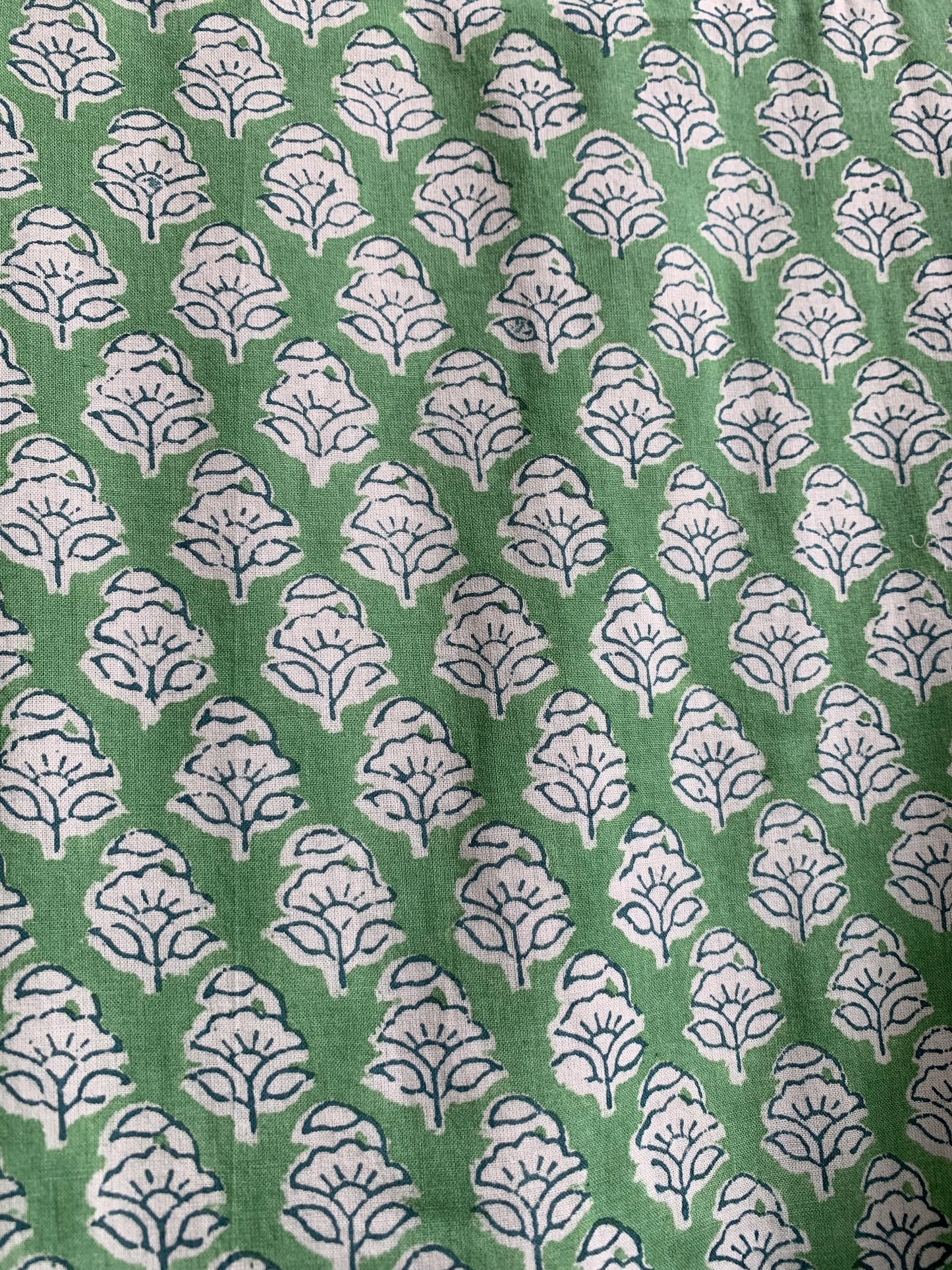 Sage Green Floral Hand Block Printed Cotton Maxi Dress – Indian Boho Tiered Puff Sleeve Dress
