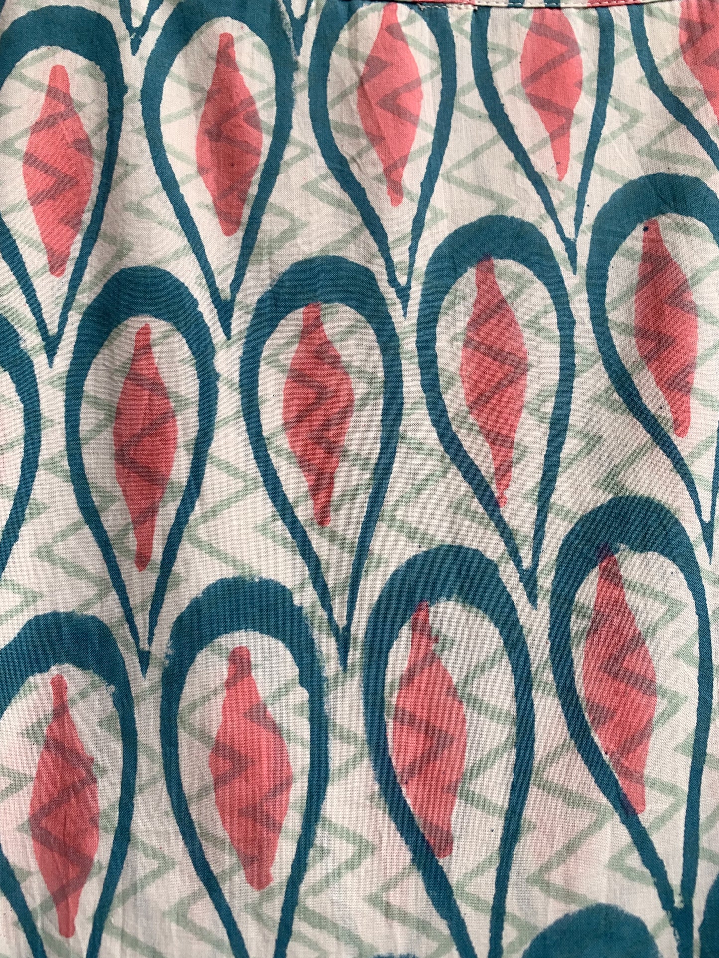 Teal Coral Leaf Hand Block Printed Cotton Maxi Dress – Indian Boho Tiered Long Dress