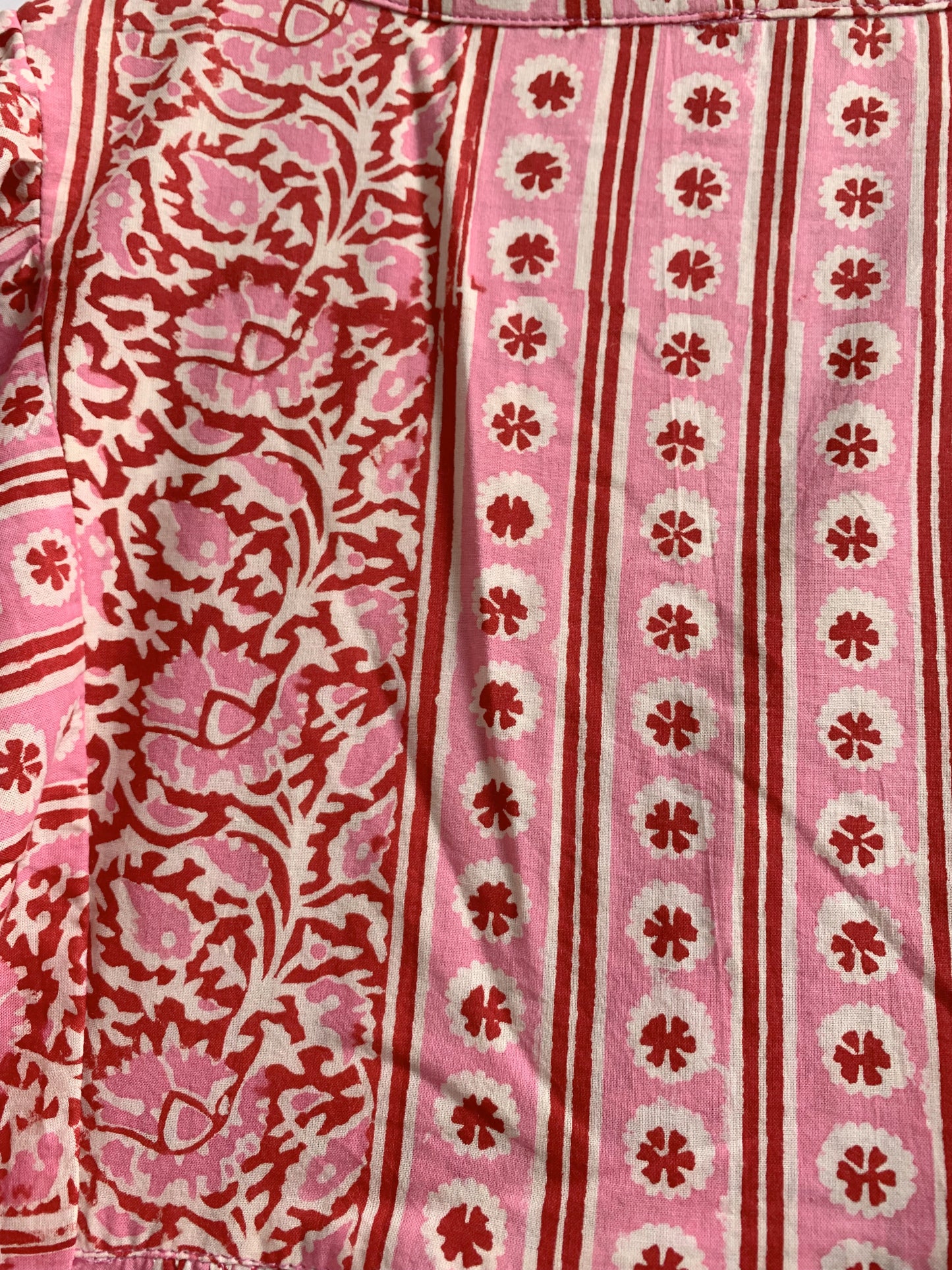 Pink Floral Stripe Hand Block Printed Cotton Maxi Dress – Boho Tiered Indian Long Dress