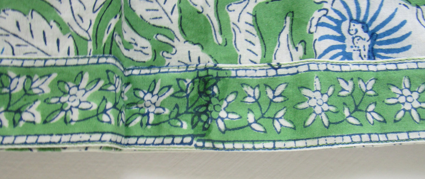 Green Floral Hand Block Printed Cotton Mini Dress – Boho Tassel Dress